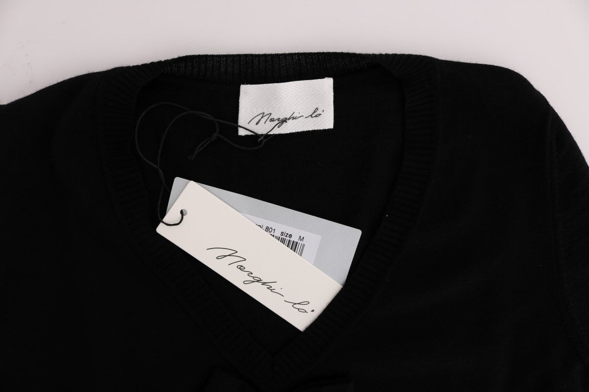 Elegant Black Wool Shift Dress - ventzia