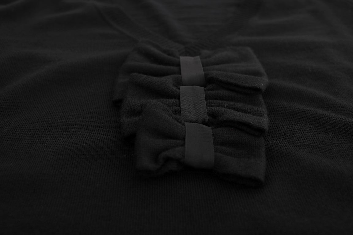 Elegant Black Wool Shift Dress - ventzia
