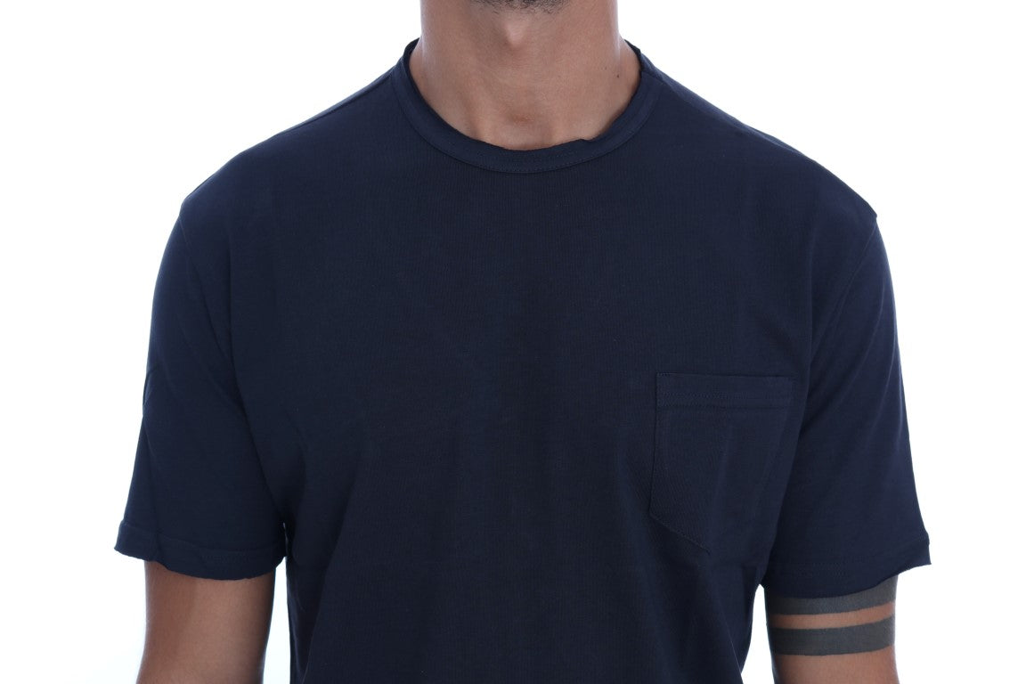 Chic Blue Cotton Crew-Neck Tee - ventzia
