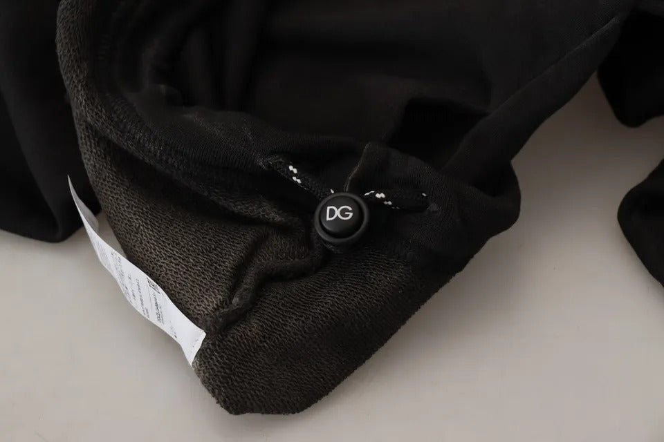 Black Cotton Logo Hooded Sweatshirt Sweater - ventzia