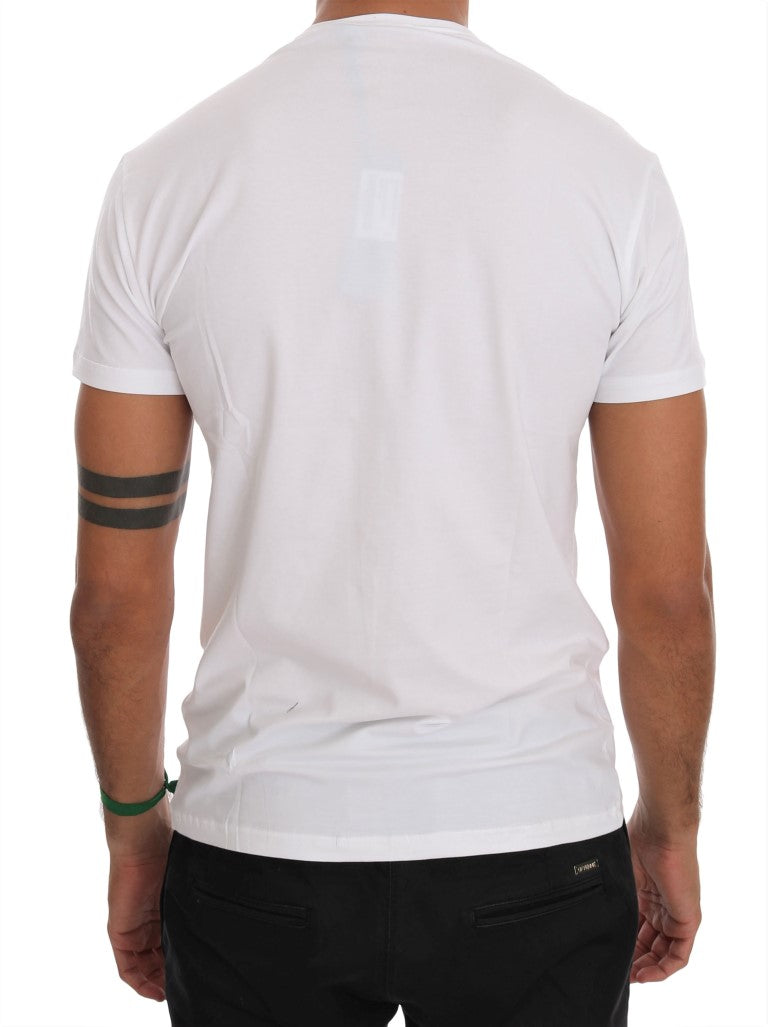 Elegant White Crew-Neck Cotton T-Shirt - ventzia