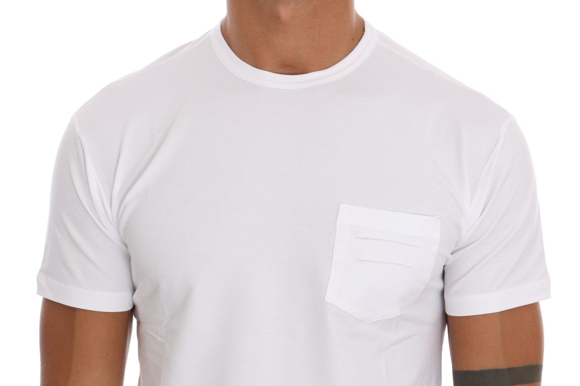 Elegant White Crew-Neck Cotton T-Shirt - ventzia