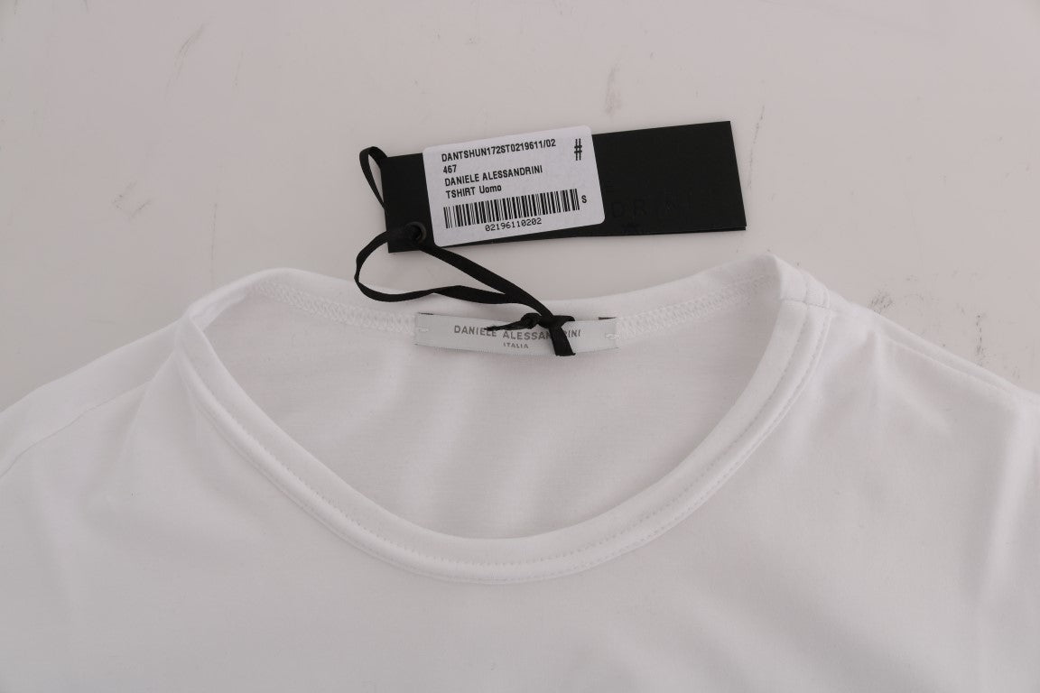 Elegant White Crew-Neck Cotton T-Shirt - ventzia
