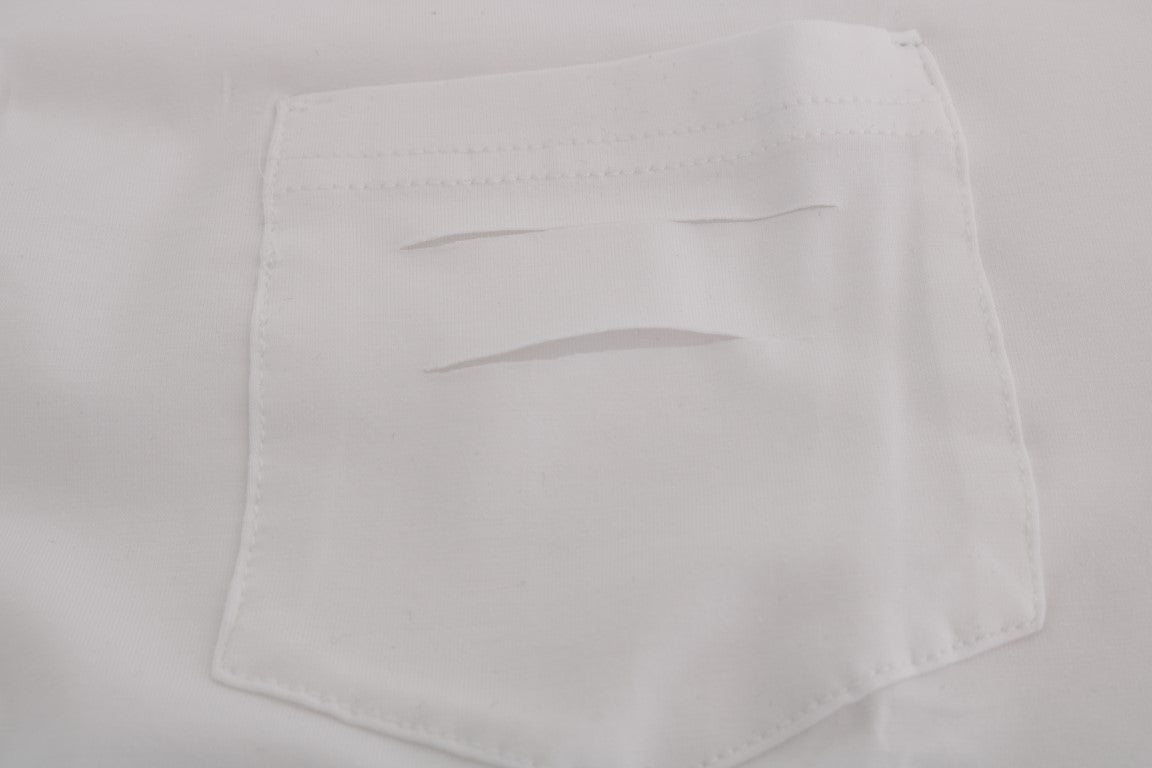 Elegant White Crew-Neck Cotton T-Shirt - ventzia