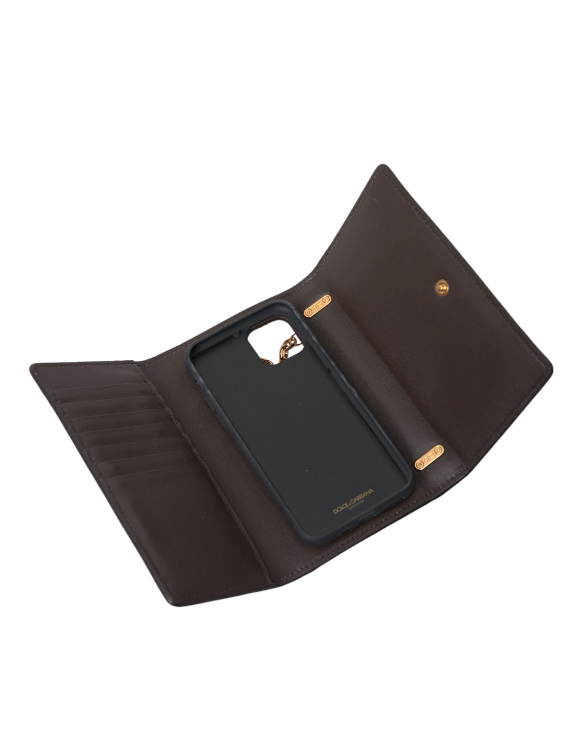 Brown Python Leather DG Girls Crossbody Phone Bag - ventzia