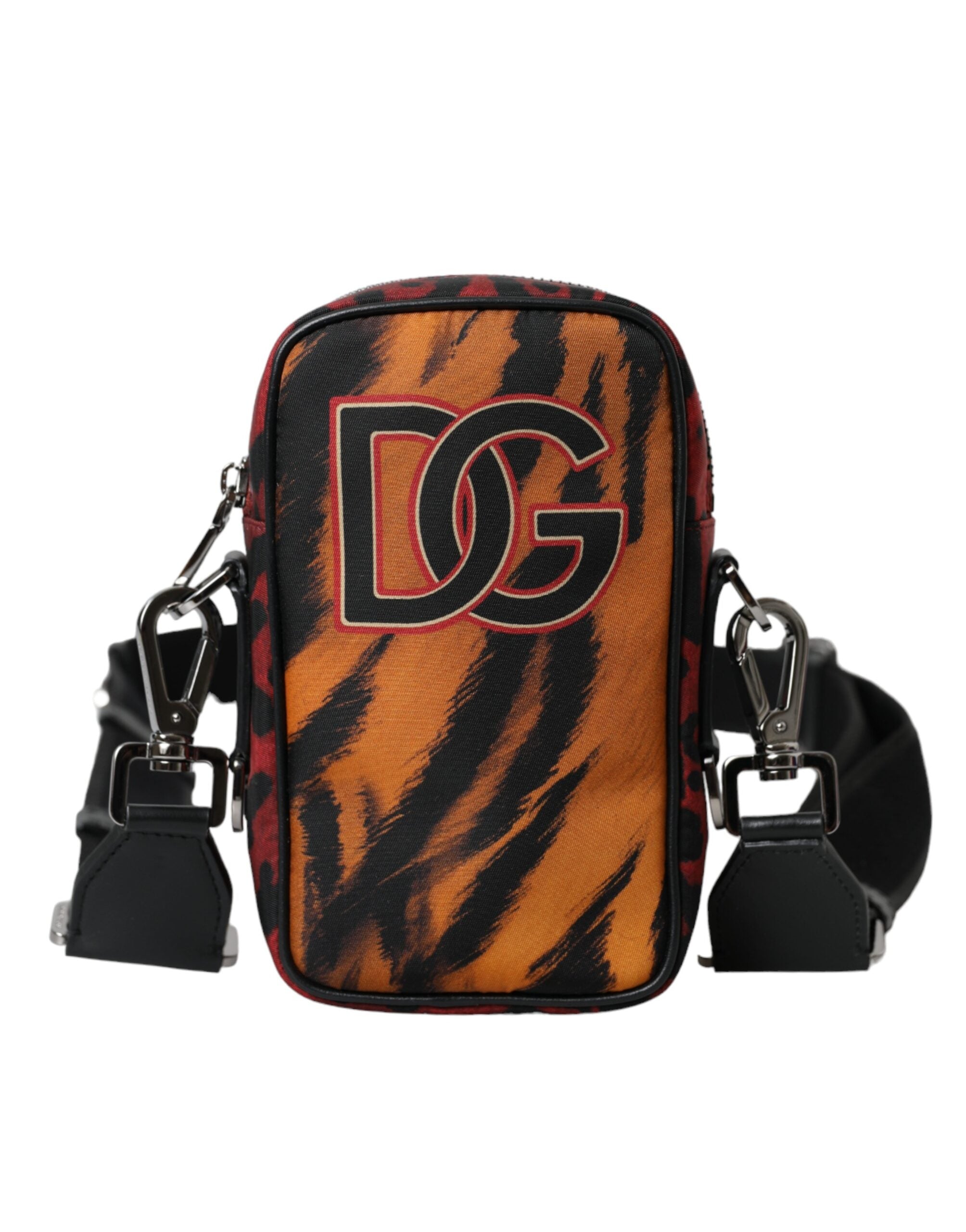 Multicolor Tiger Print Nylon Logo Cross Body Bag - ventzia