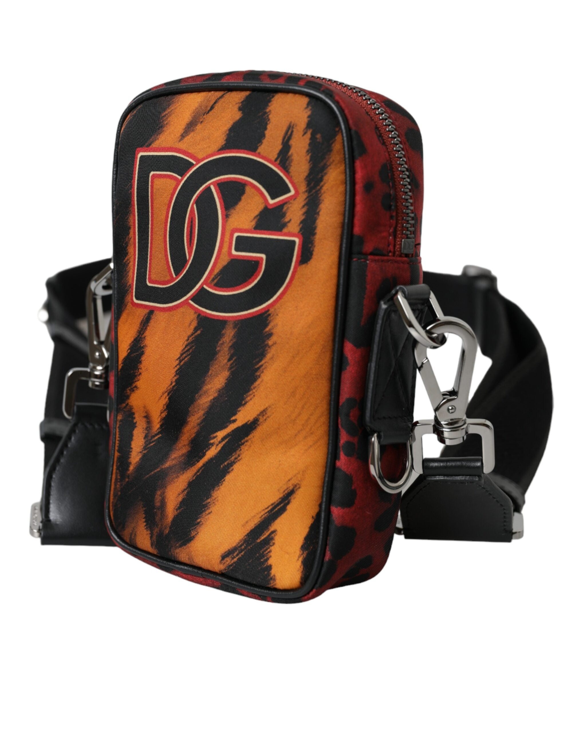 Multicolor Tiger Print Nylon Logo Cross Body Bag - ventzia
