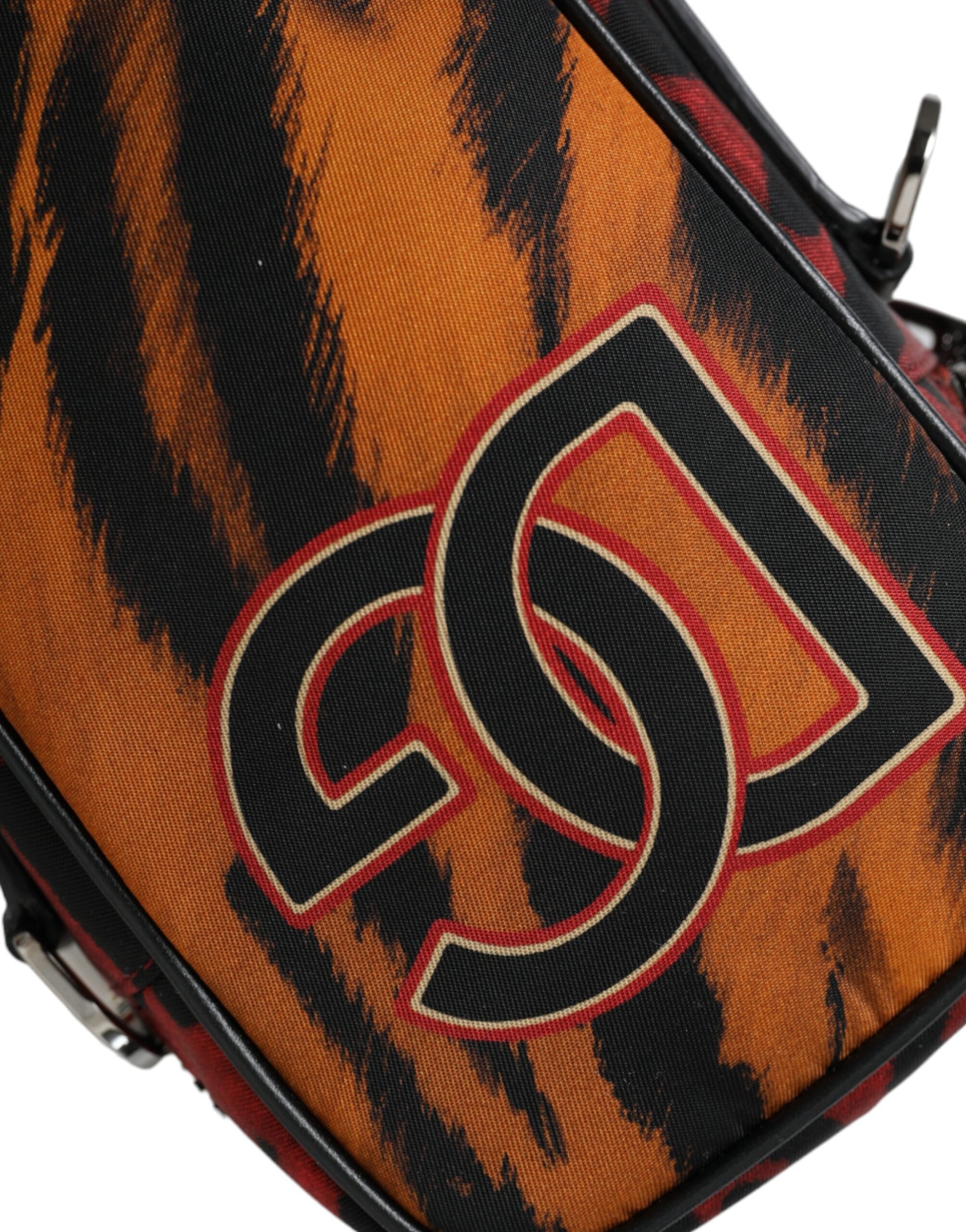 Multicolor Tiger Print Nylon Logo Cross Body Bag - ventzia