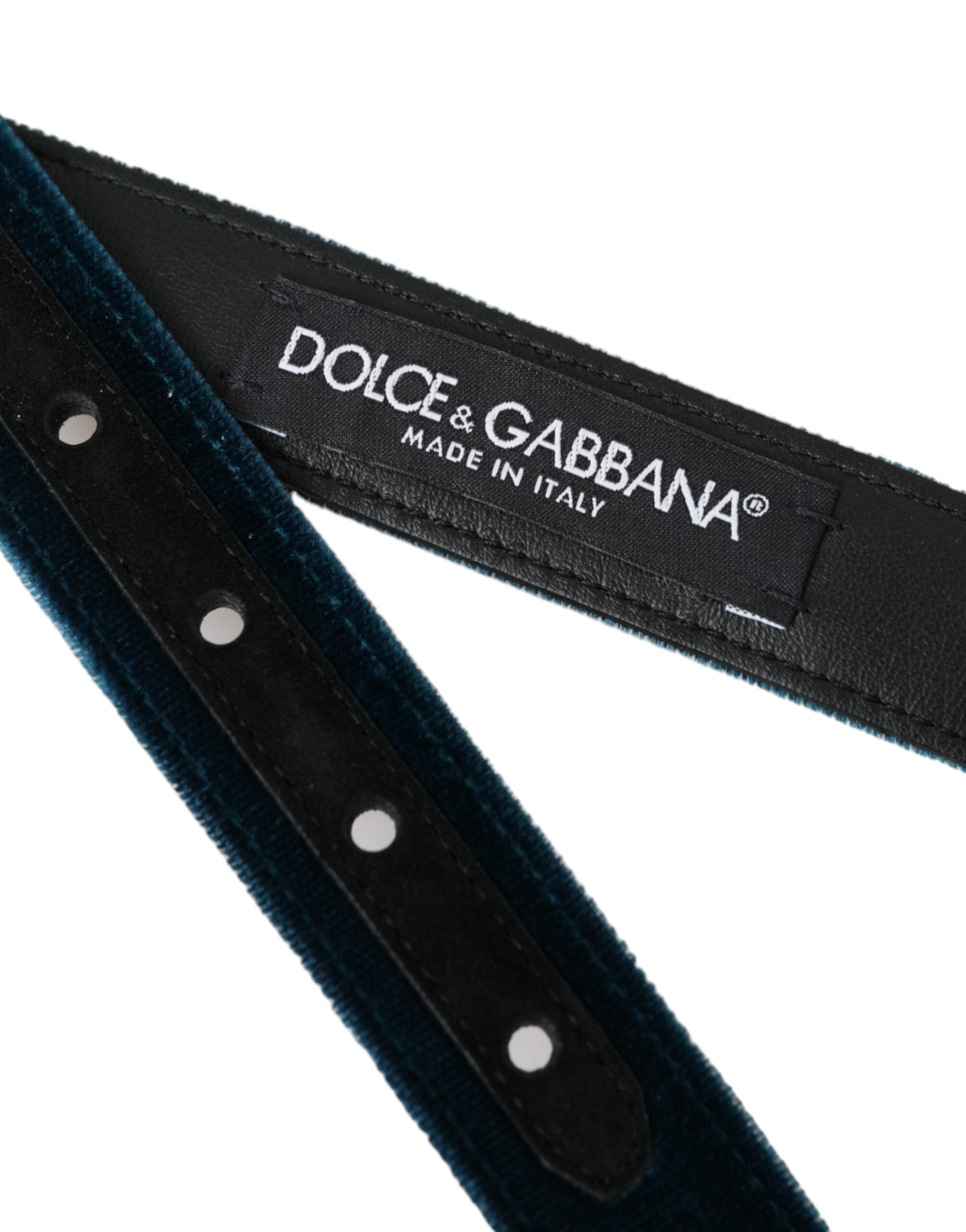 Blue Velvet Leather Silver Metal Buckle Belt - ventzia