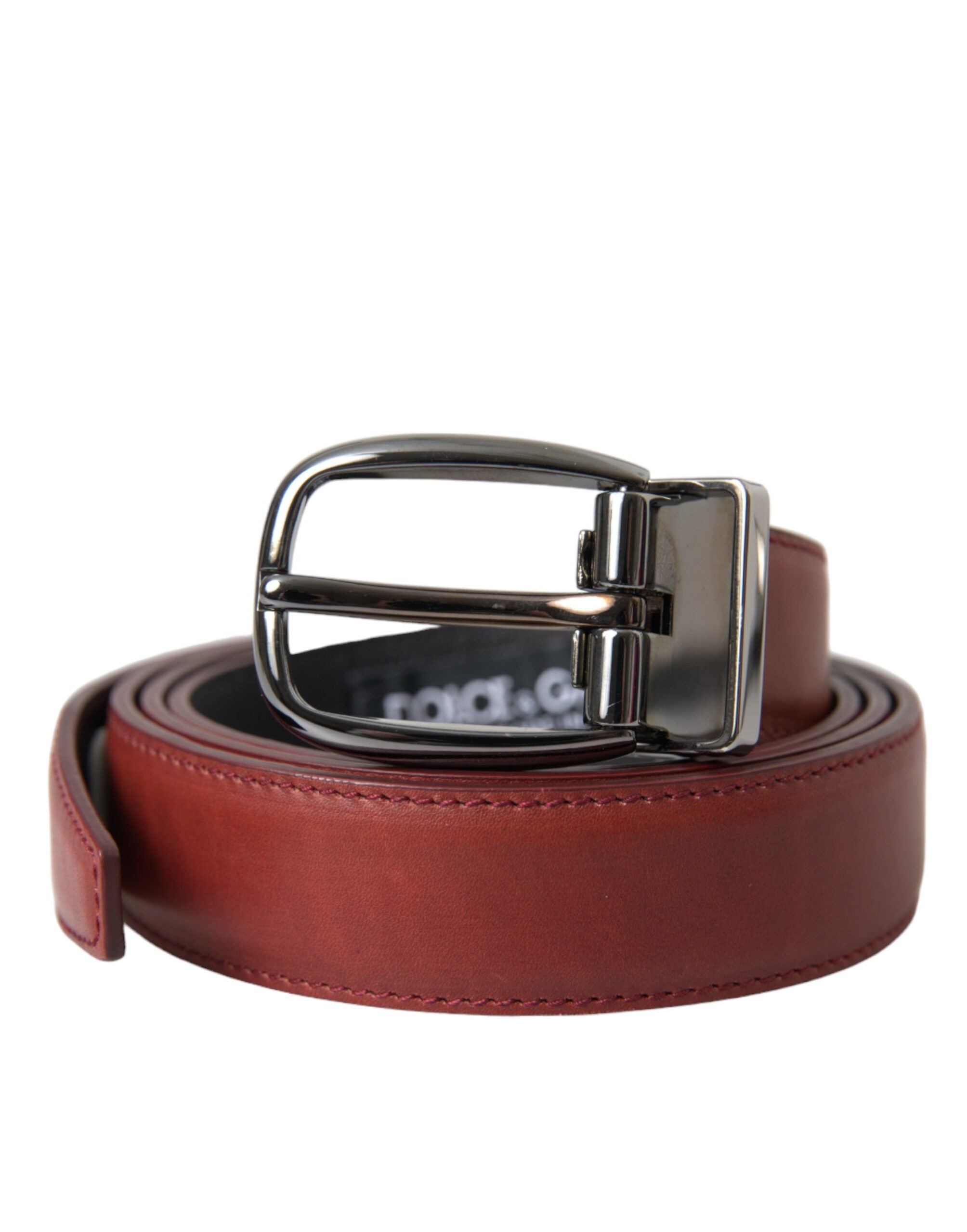 Brown Leather Silver Metal Buckle Belt Men - ventzia