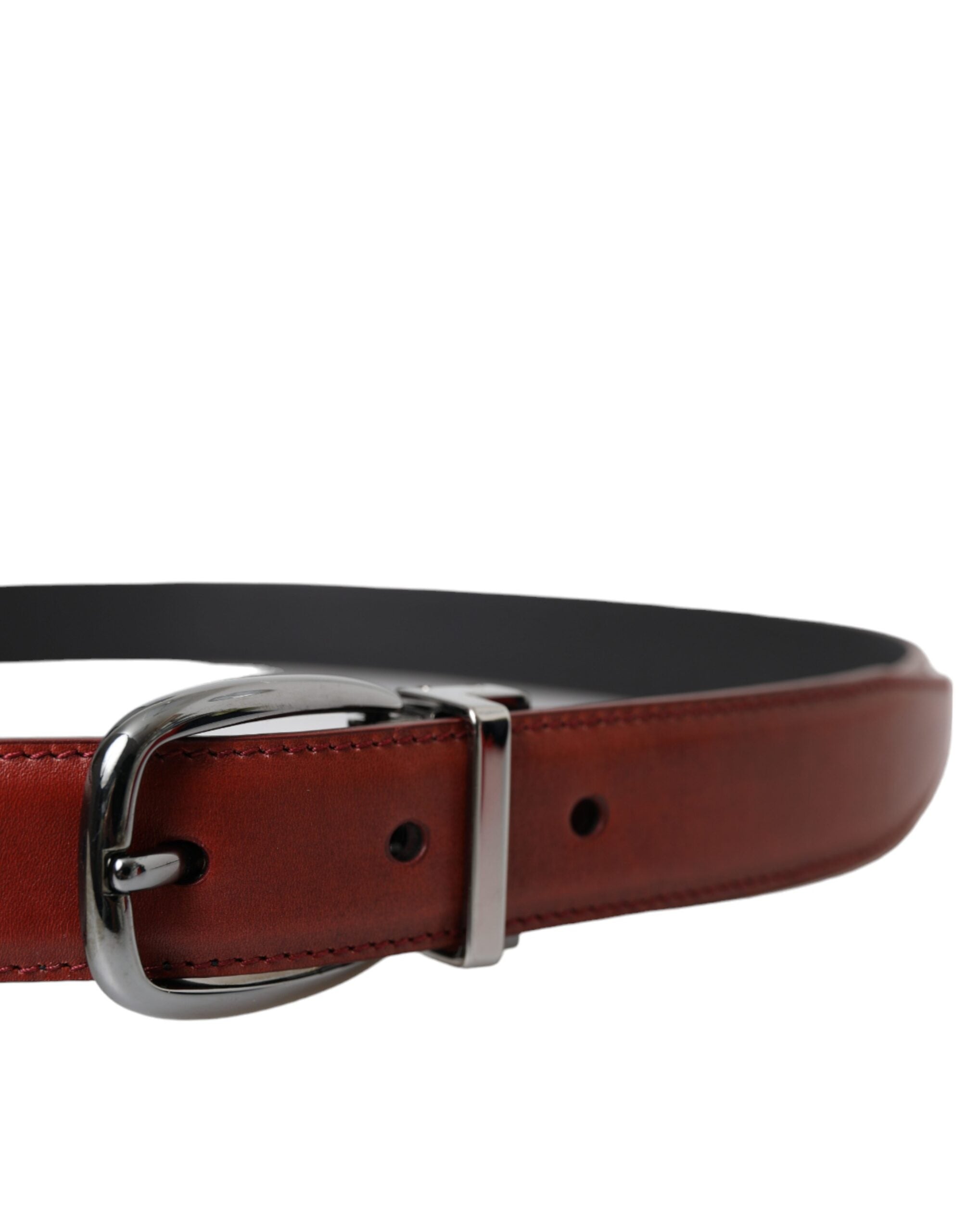 Brown Leather Silver Metal Buckle Belt Men - ventzia