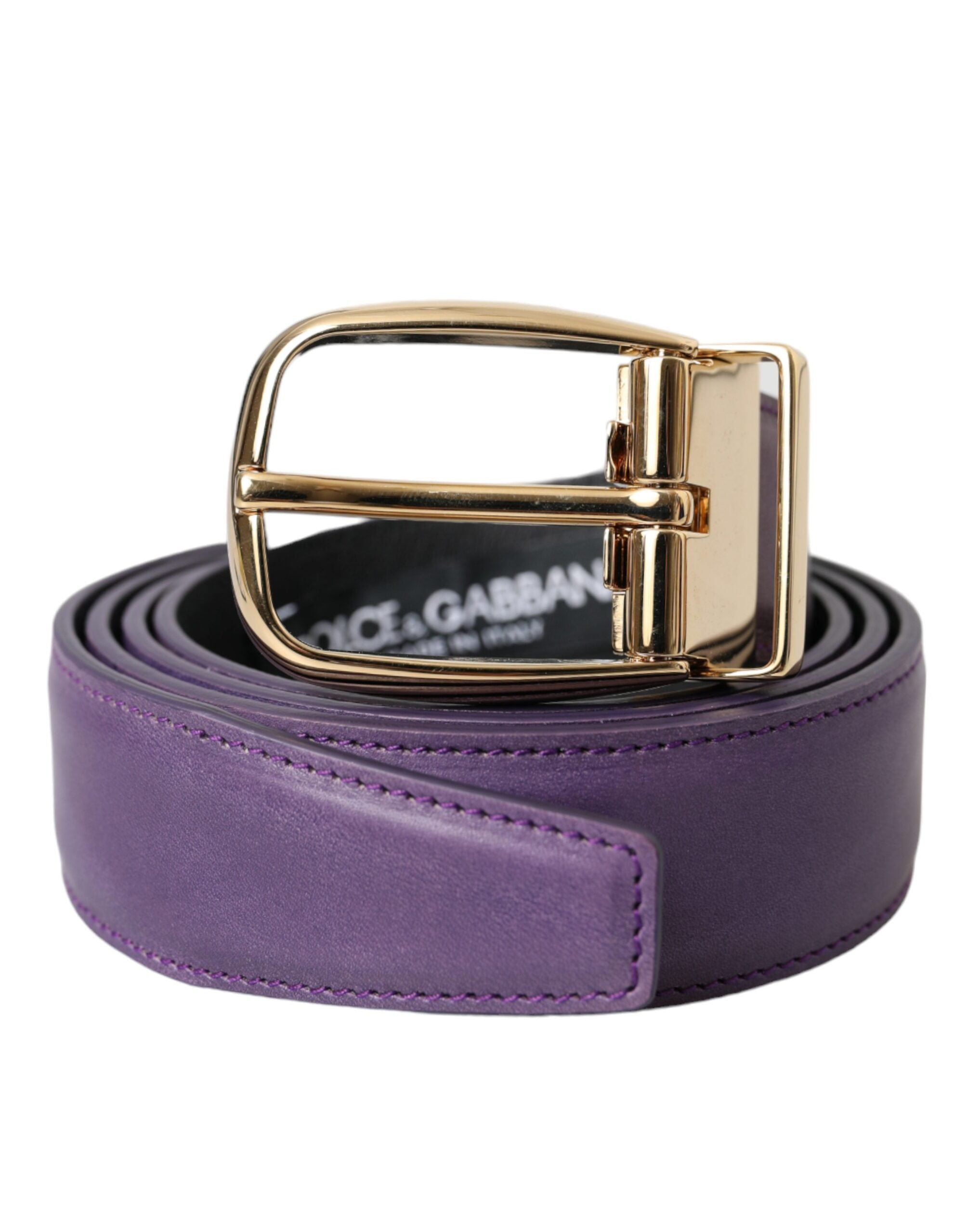 Purple Leather Gold Metal Buckle Belt Men - ventzia
