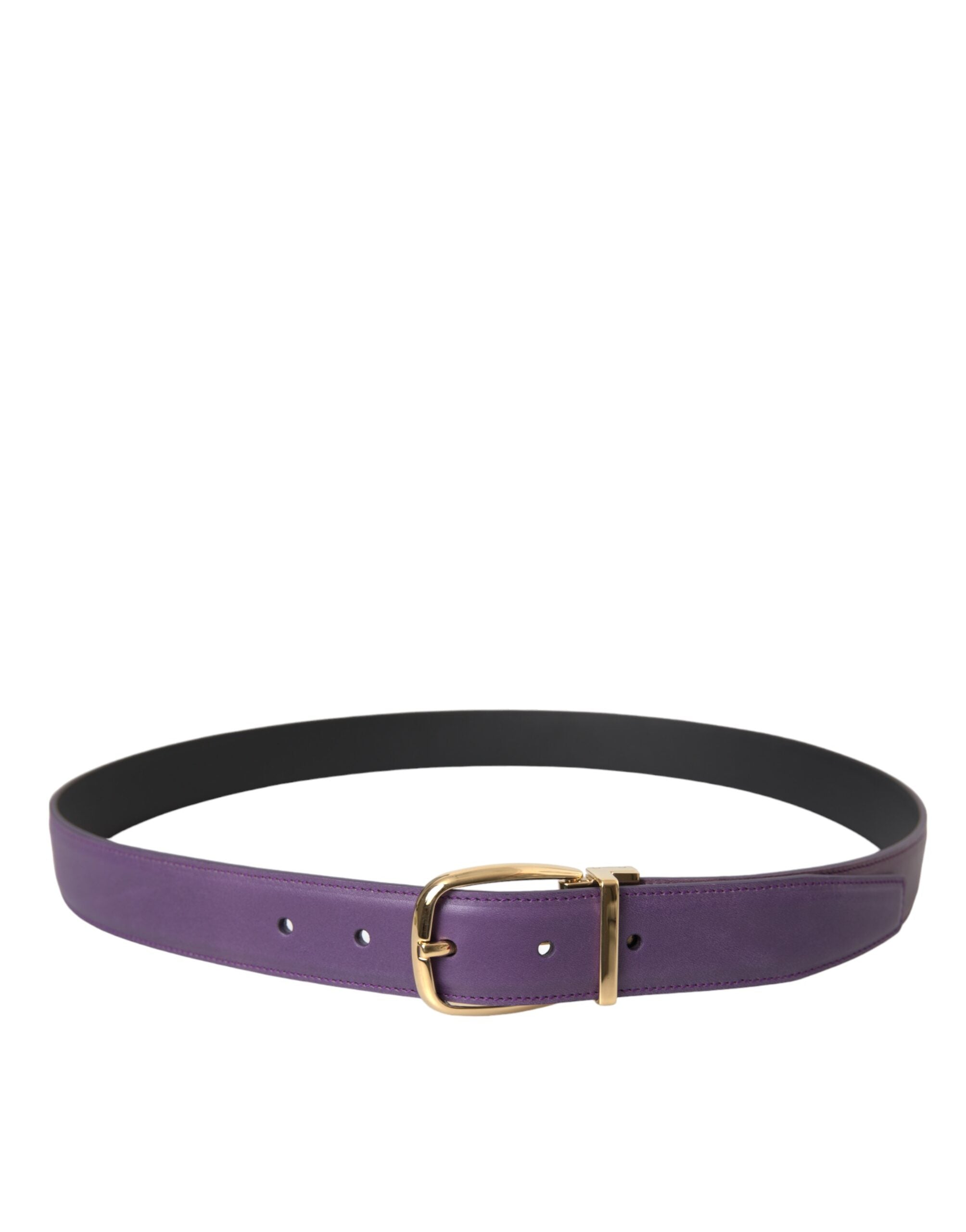 Purple Leather Gold Metal Buckle Belt Men - ventzia