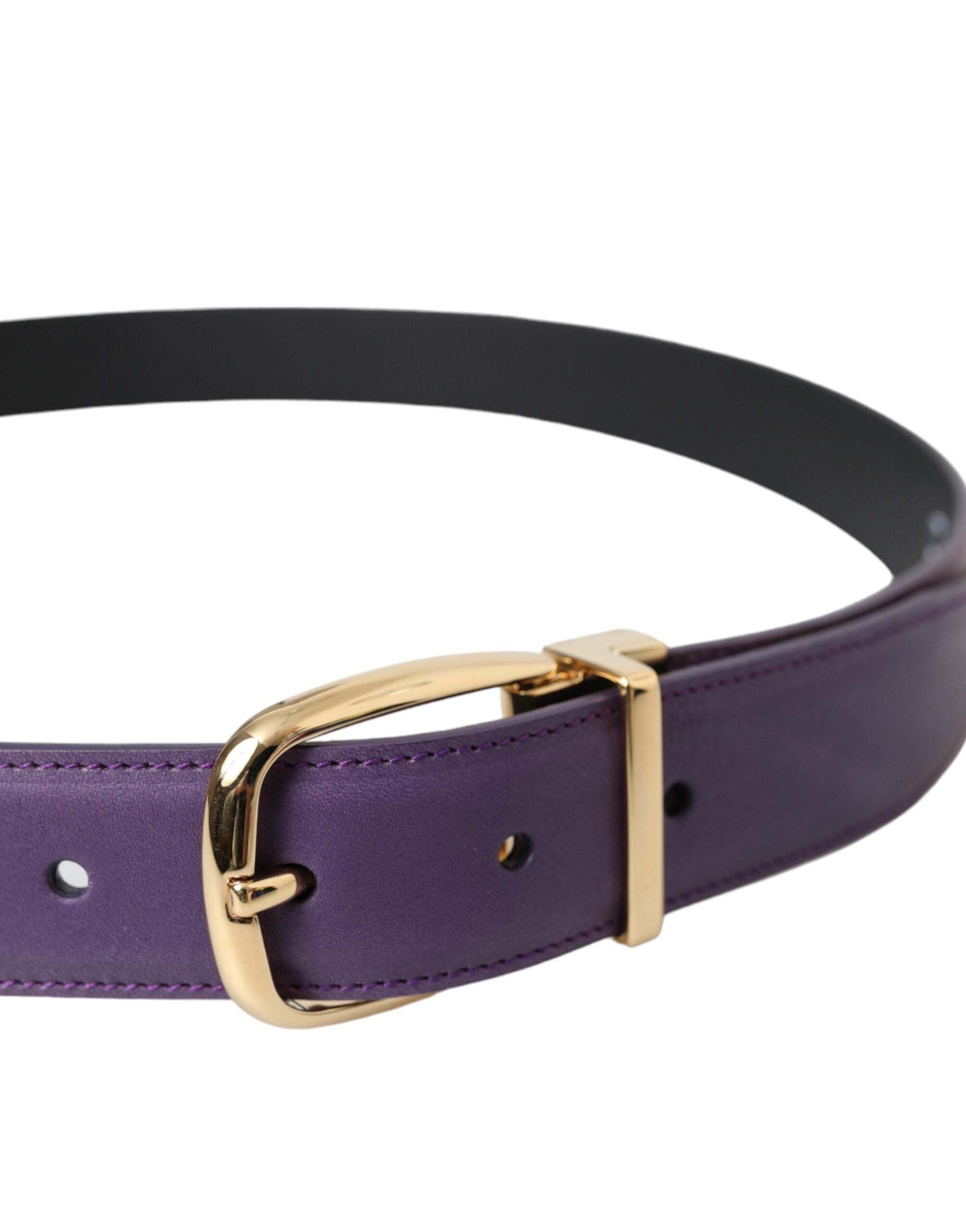 Purple Leather Gold Metal Buckle Belt Men - ventzia