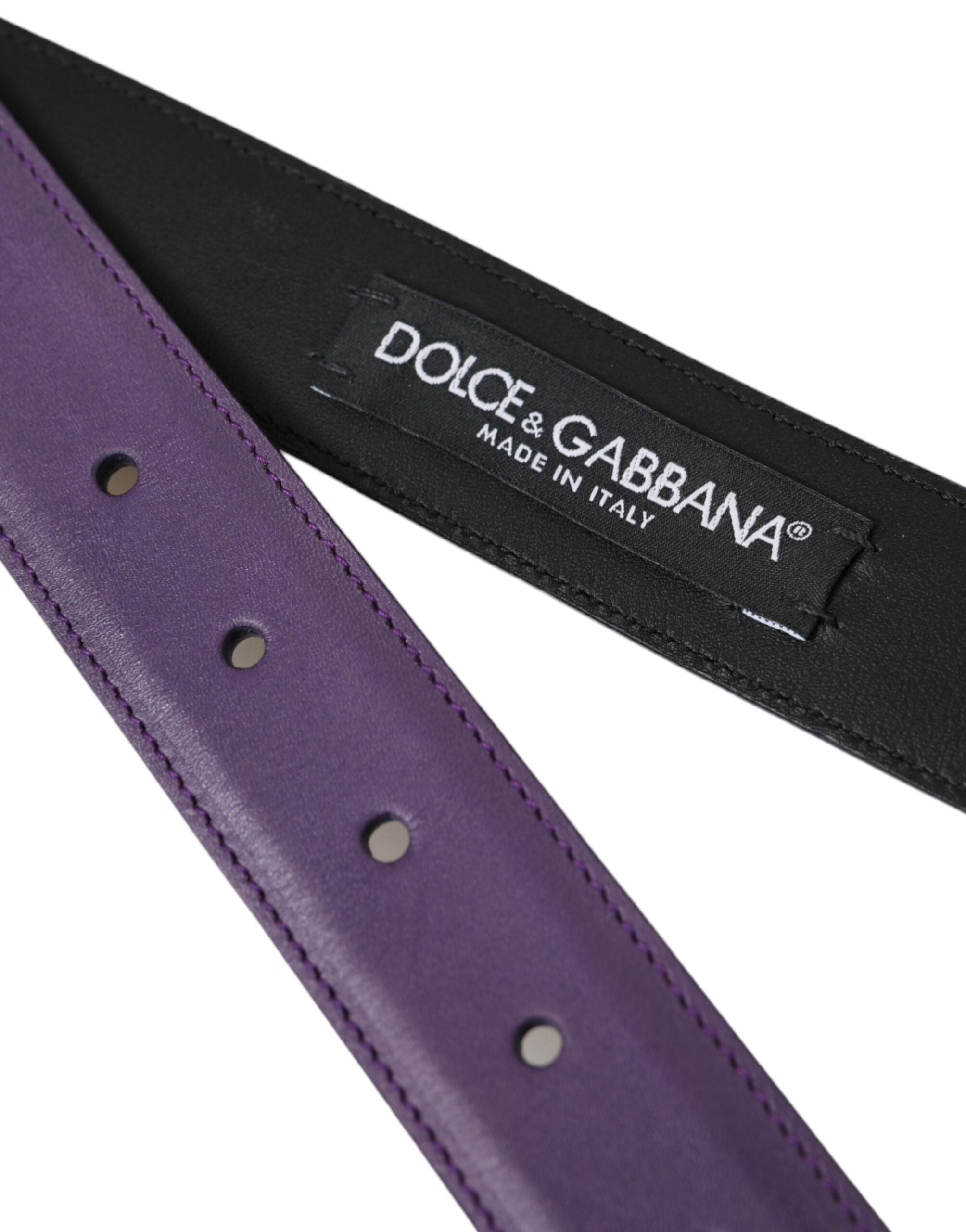 Purple Leather Gold Metal Buckle Belt Men - ventzia