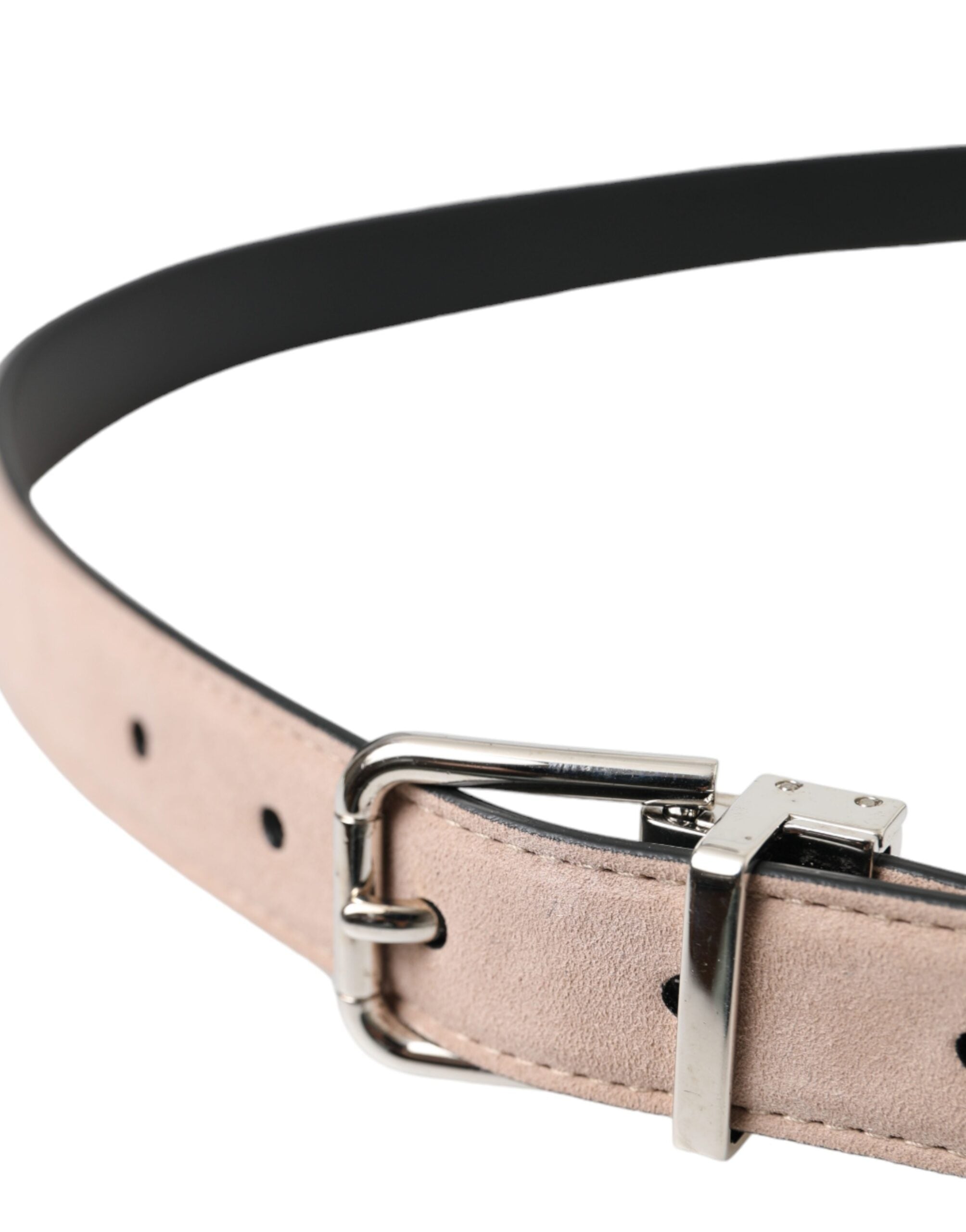Beige Suede Leather Silver Buckle Belt Men - ventzia