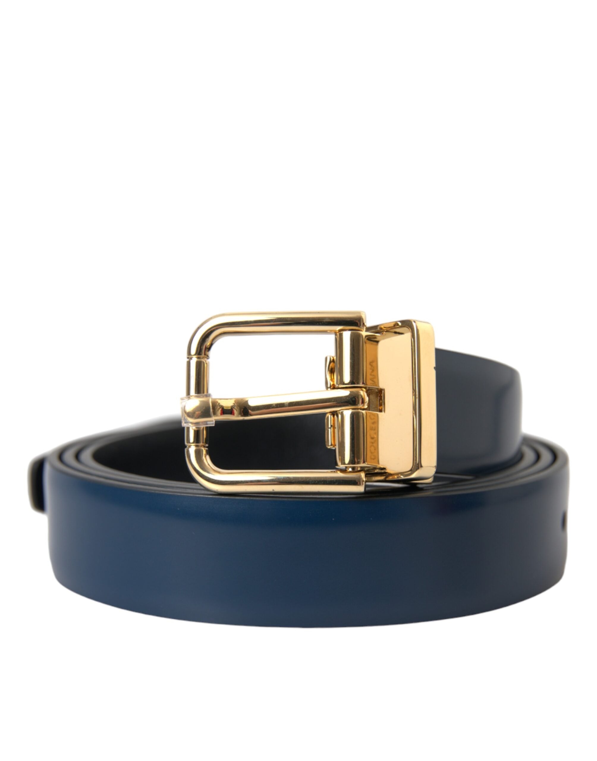 Blue Calf Leather Gold Metal Buckle Belt Men - ventzia