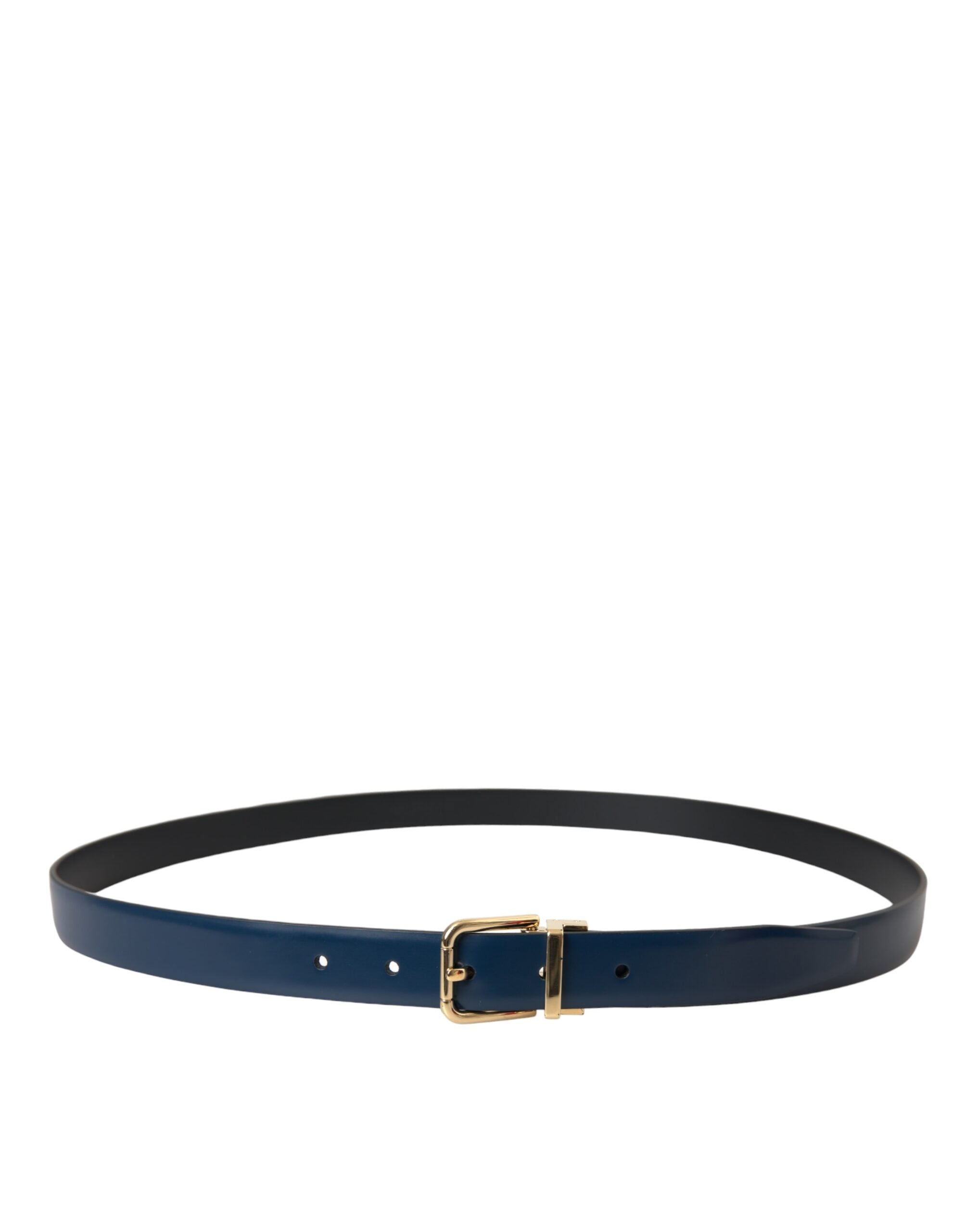Blue Calf Leather Gold Metal Buckle Belt Men - ventzia