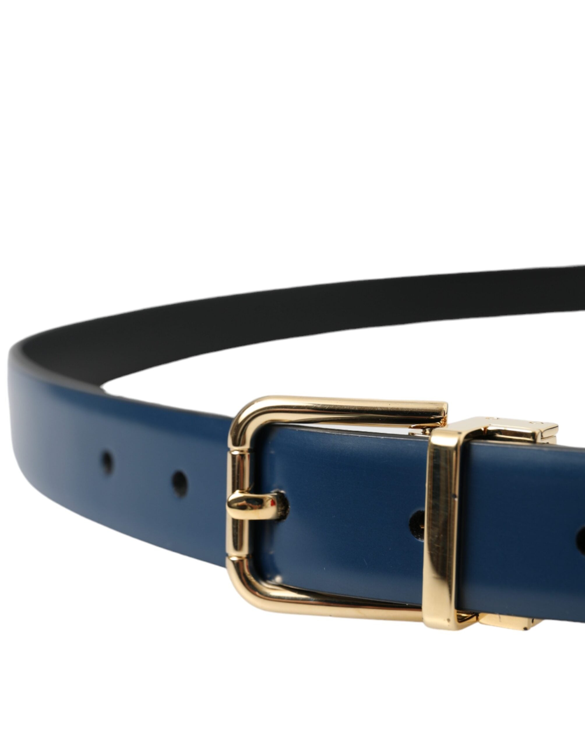 Blue Calf Leather Gold Metal Buckle Belt Men - ventzia