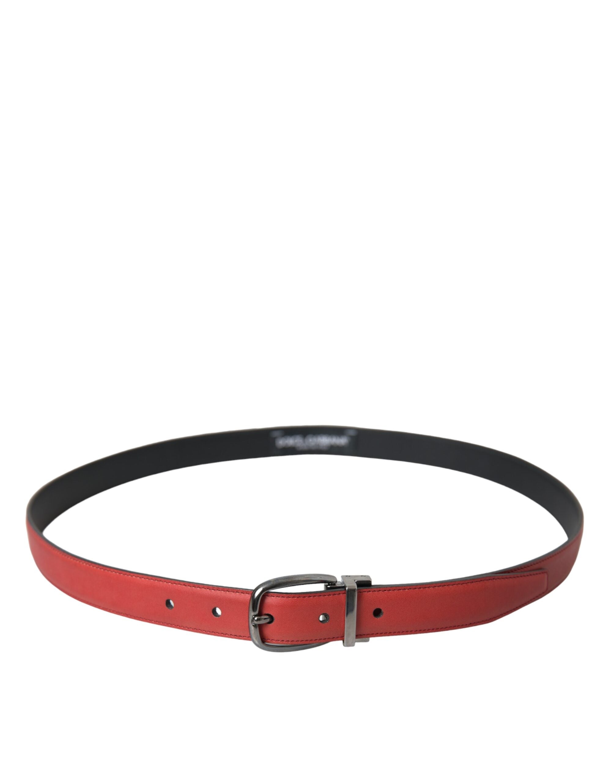 Red Leather Silver Metal Buckle Belt Men - ventzia