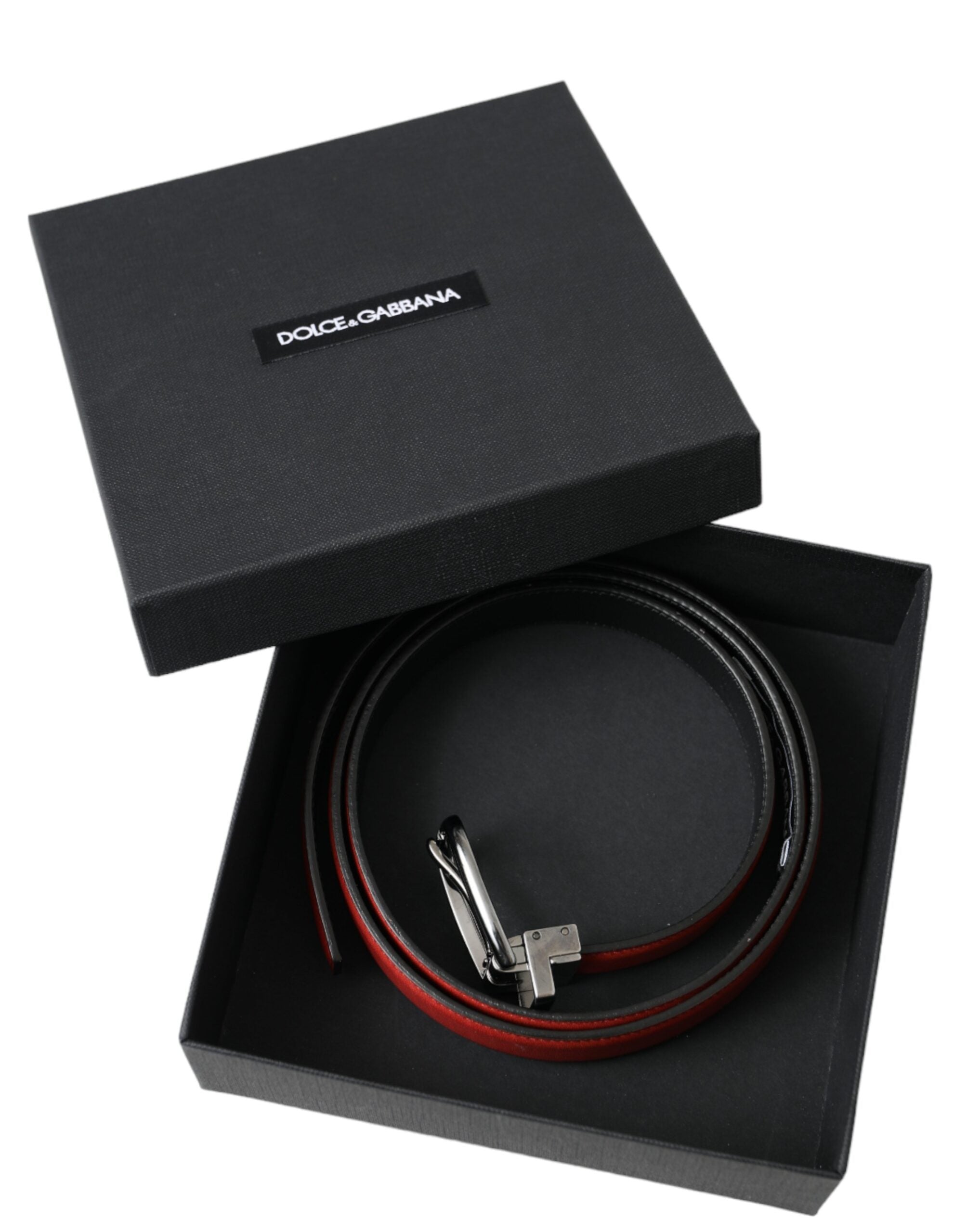 Red Leather Silver Metal Buckle Belt Men - ventzia