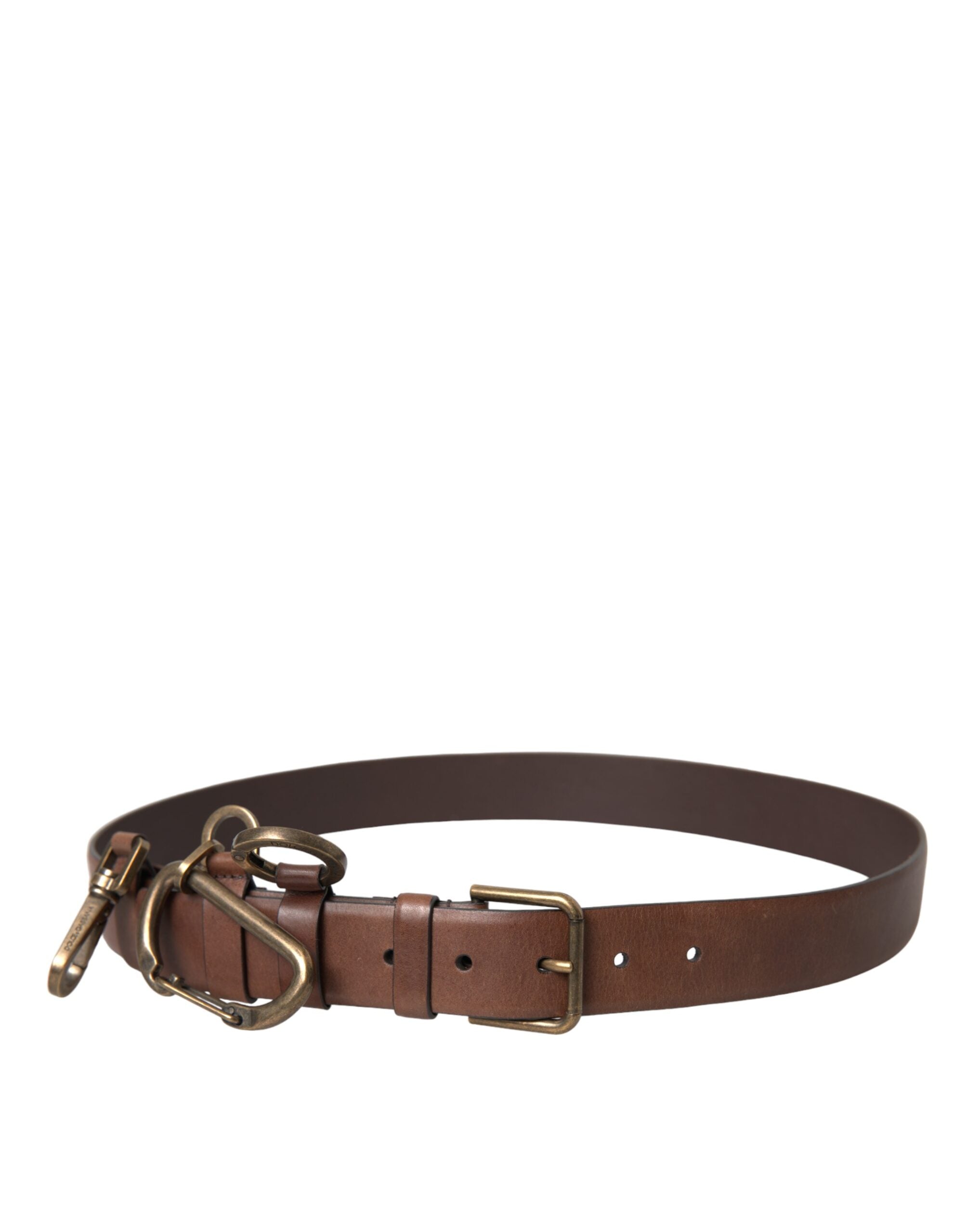 Brown Calf Leather Gold Metal Buckle Belt Men - ventzia