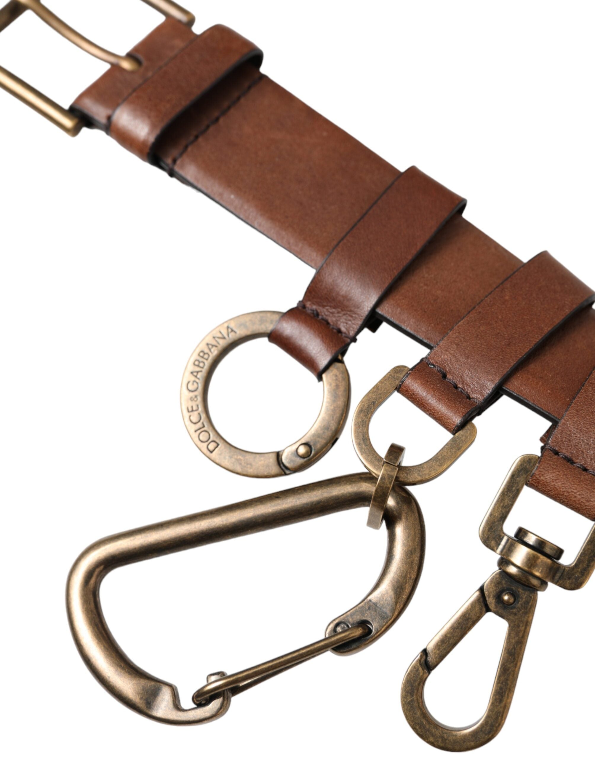 Brown Calf Leather Gold Metal Buckle Belt Men - ventzia