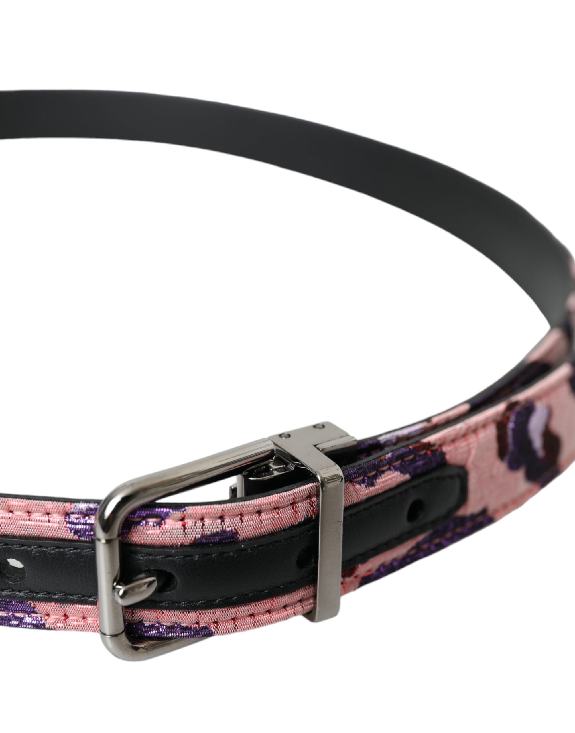Multicolor Jacquard Leather Metal Buckle Belt - ventzia