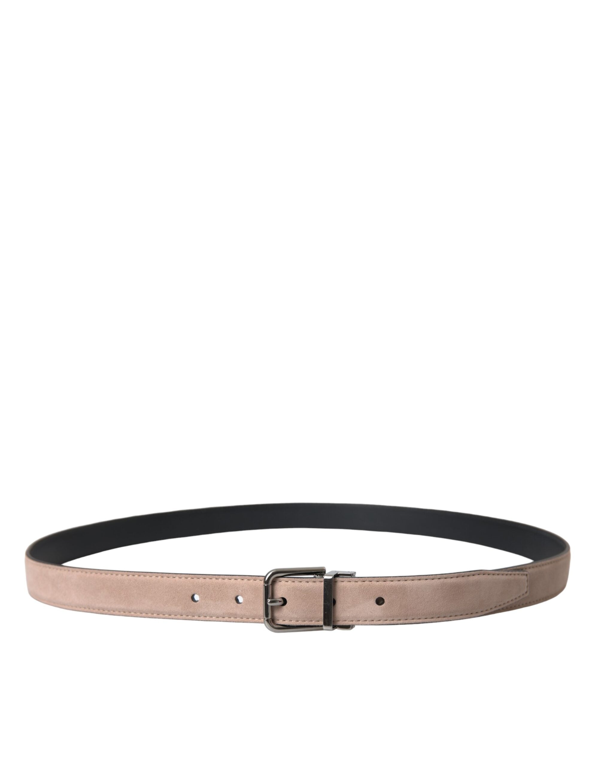 Beige Suede Leather Silver Buckle Belt Men - ventzia