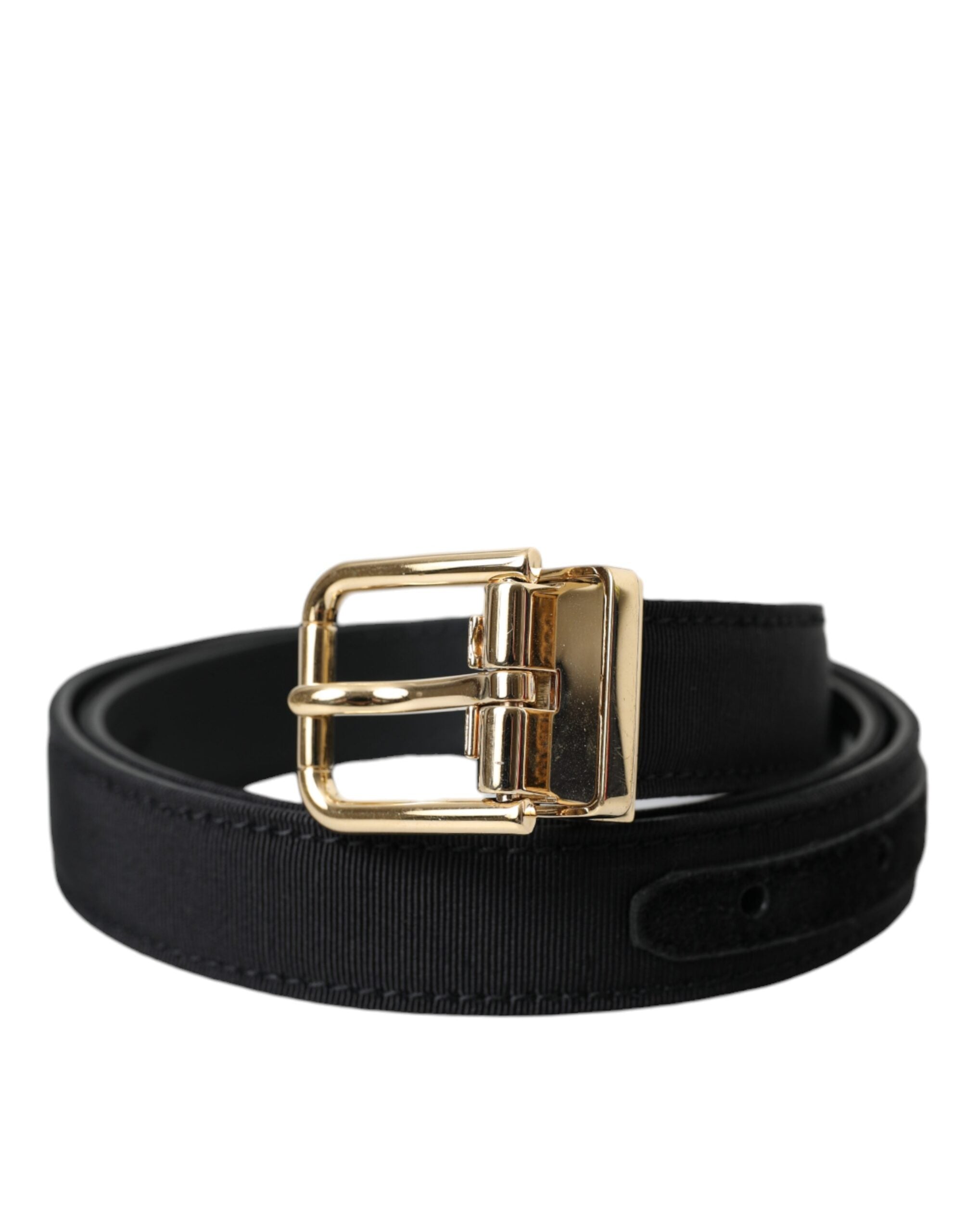 Black Gros Grain Gold Metal Buckle Belt Men - ventzia
