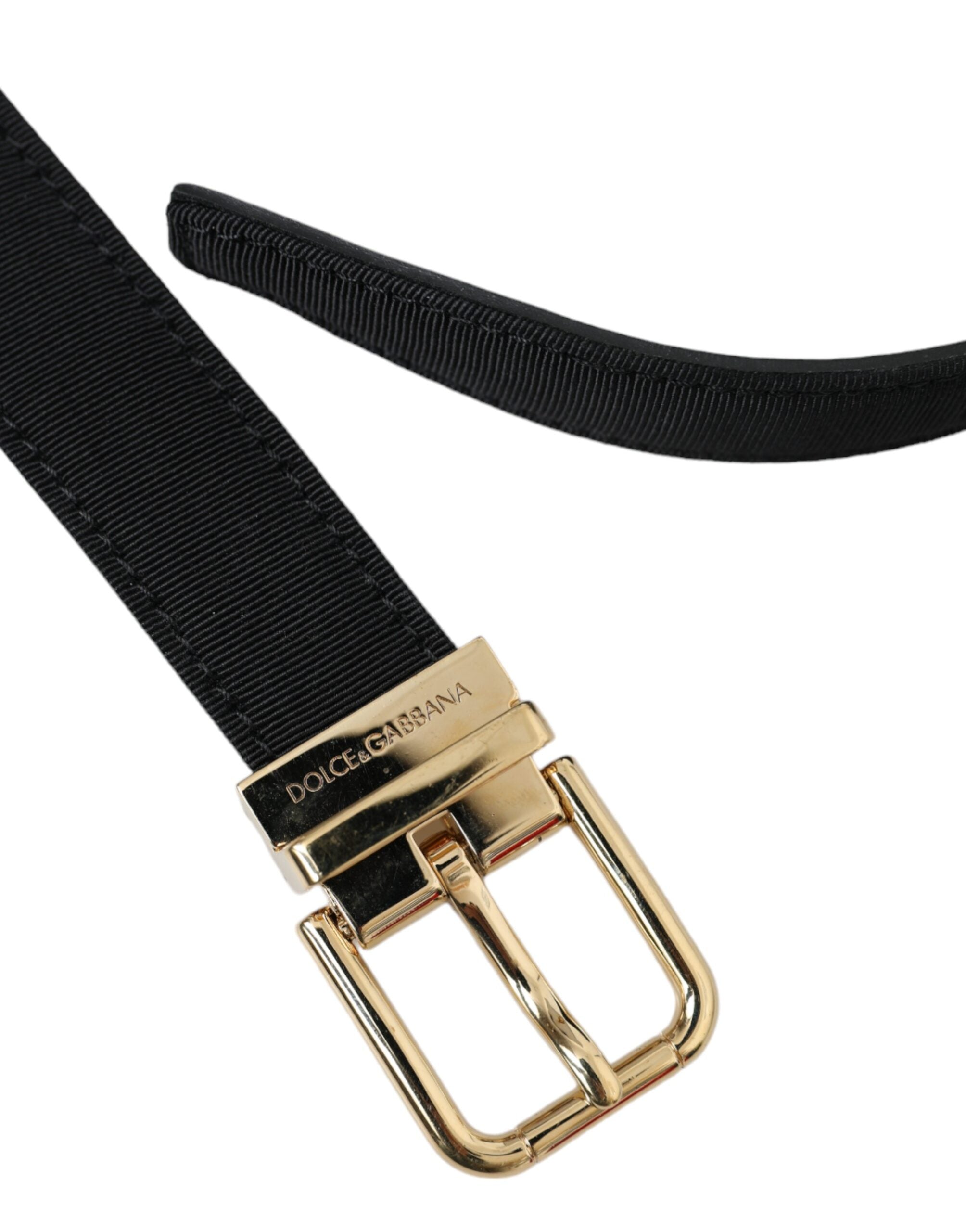 Black Gros Grain Gold Metal Buckle Belt Men - ventzia