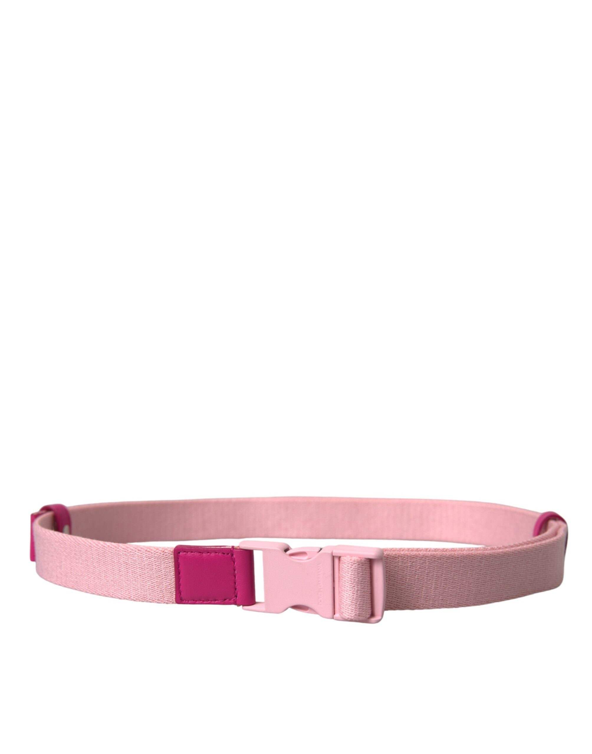 Pink Canvas Stretch Plastic Buckle Women Belt - ventzia