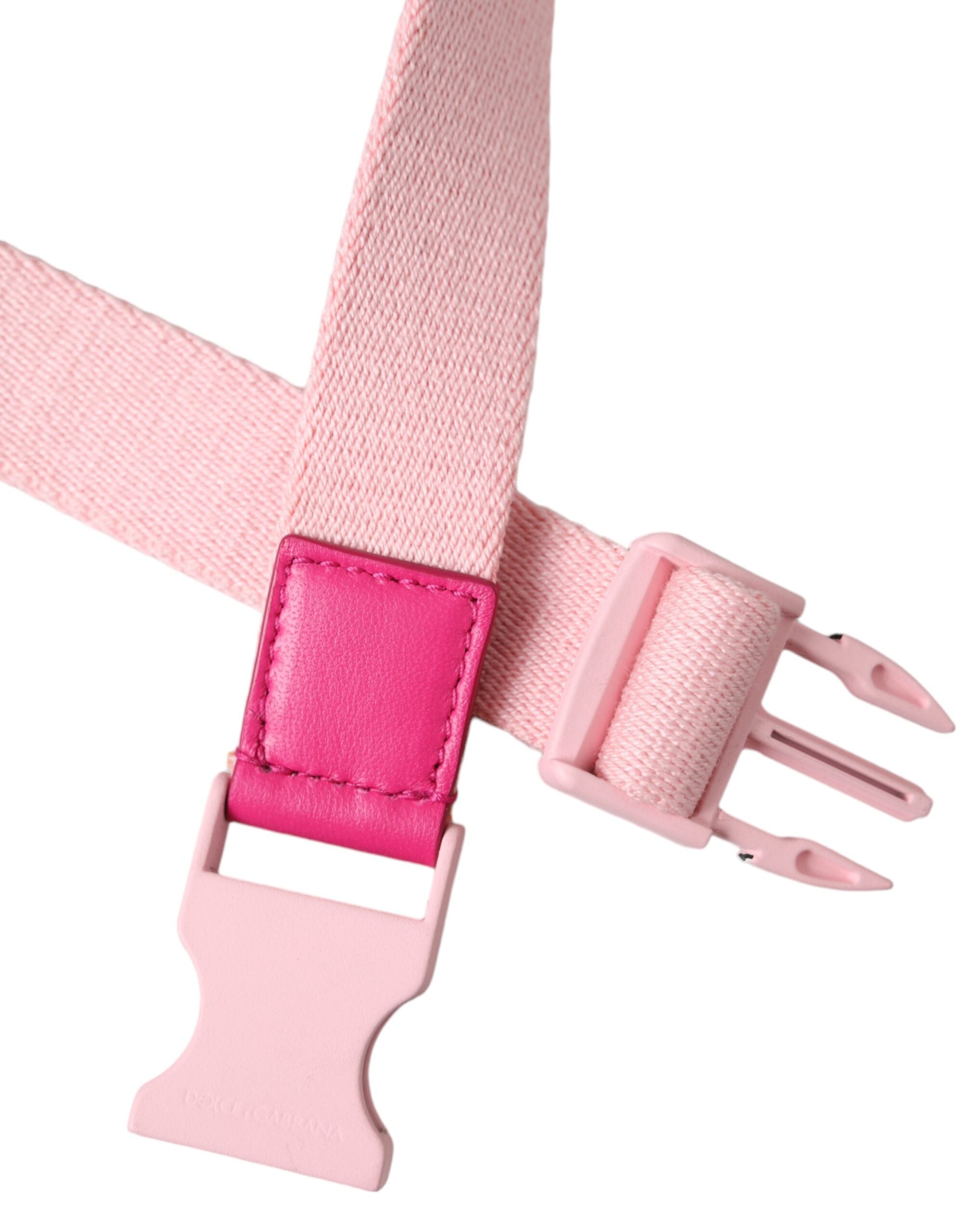 Pink Canvas Stretch Plastic Buckle Women Belt - ventzia