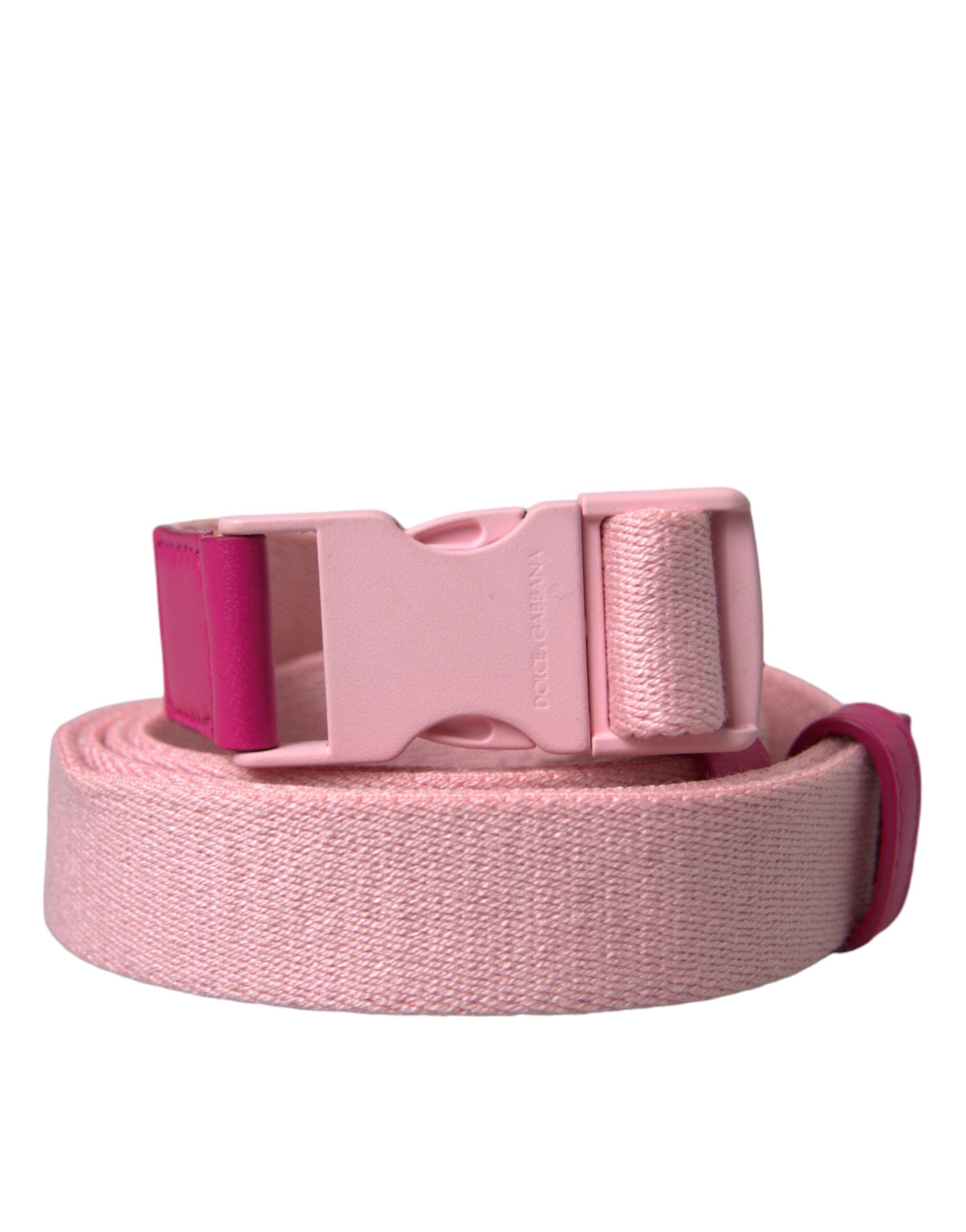 Pink Canvas Stretch Plastic Buckle Women Belt - ventzia