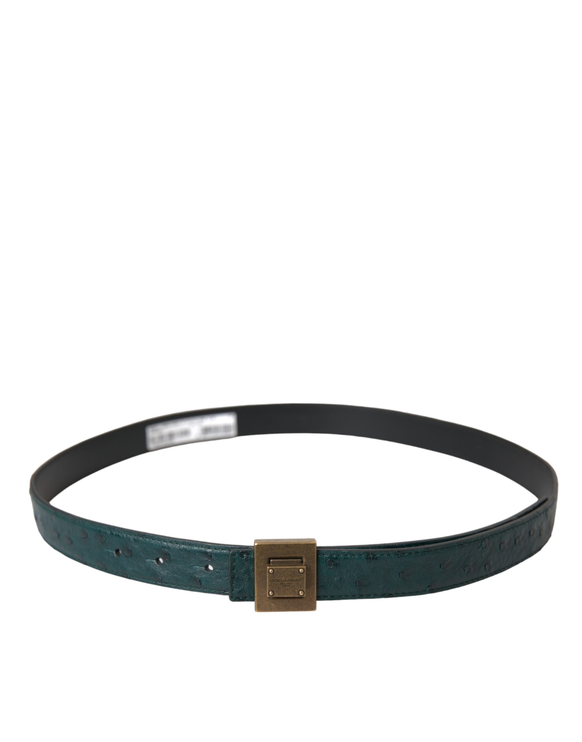 Dark Green Leather Square Metal Buckle Belt - ventzia