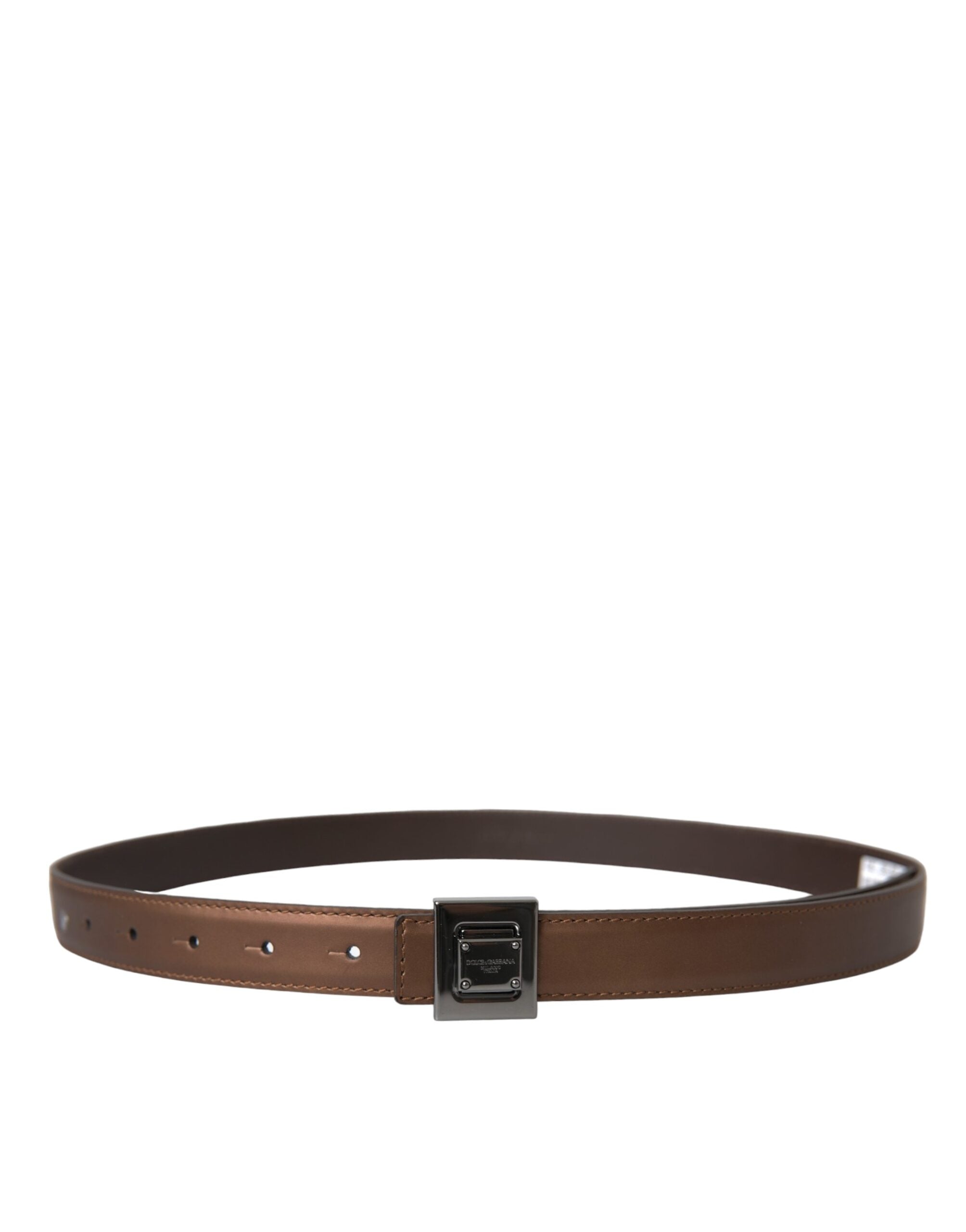 Bronze Leather Square Metal Buckle Belt - ventzia