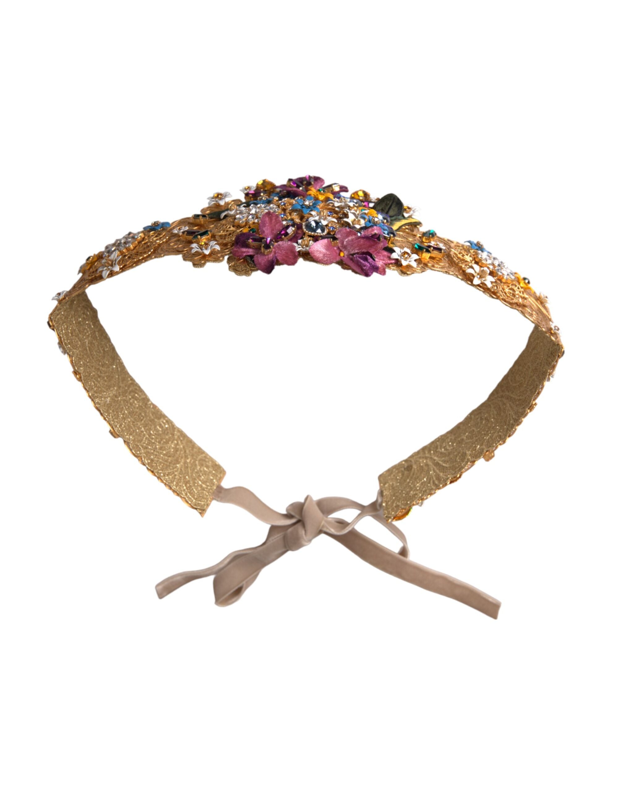 Multicolor Embellished Floral Crystal Wide Waist Belt - ventzia