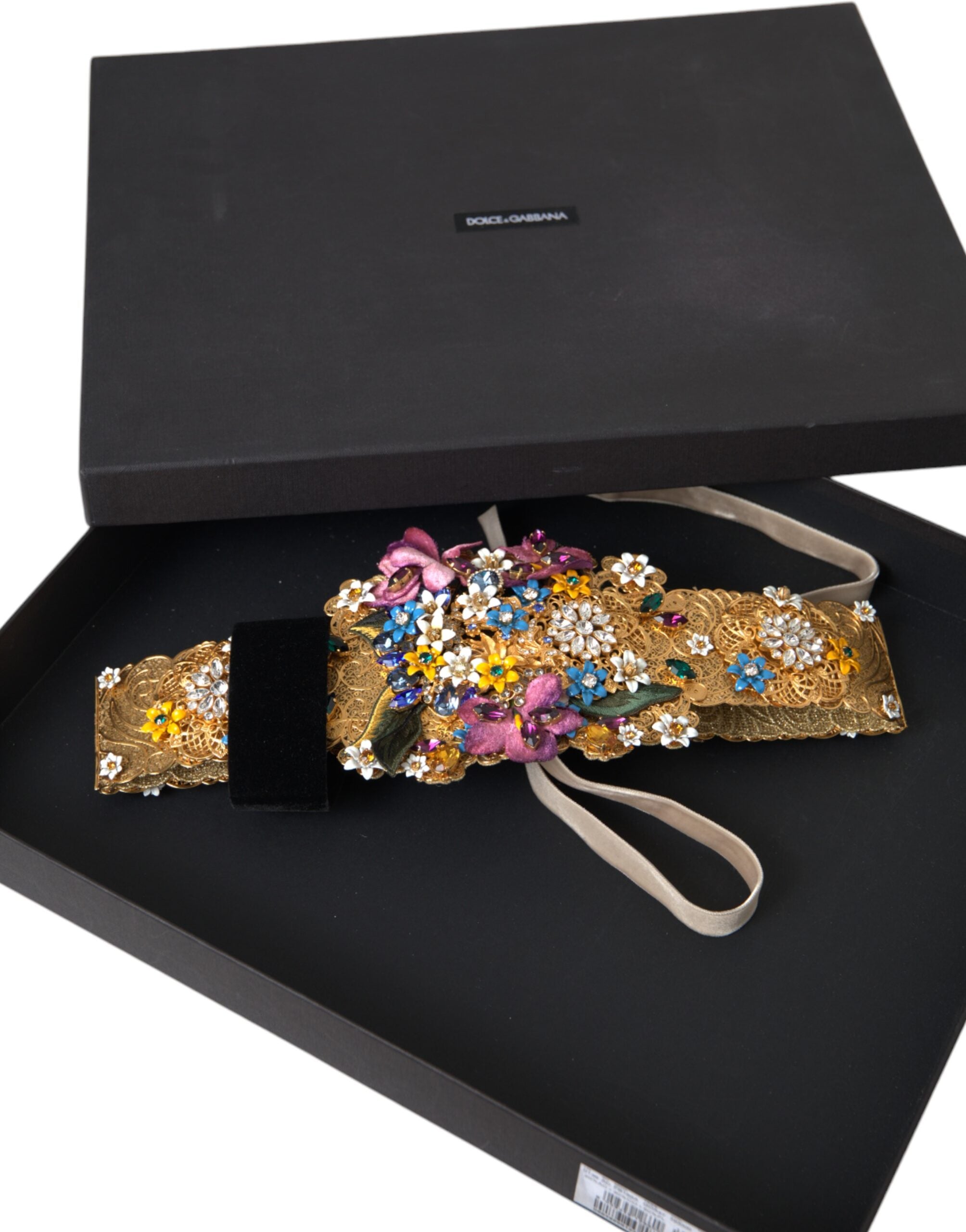Multicolor Embellished Floral Crystal Wide Waist Belt - ventzia