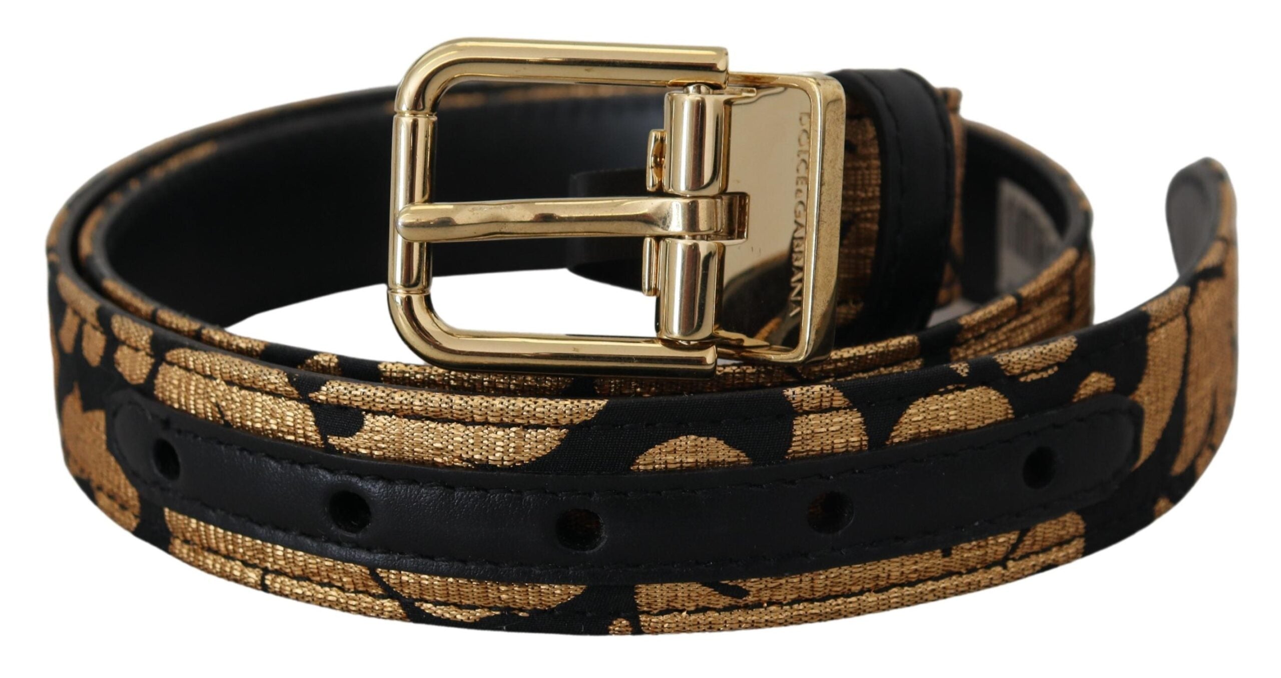 Multicolor Jacquard Leather Logo Buckle Belt - ventzia