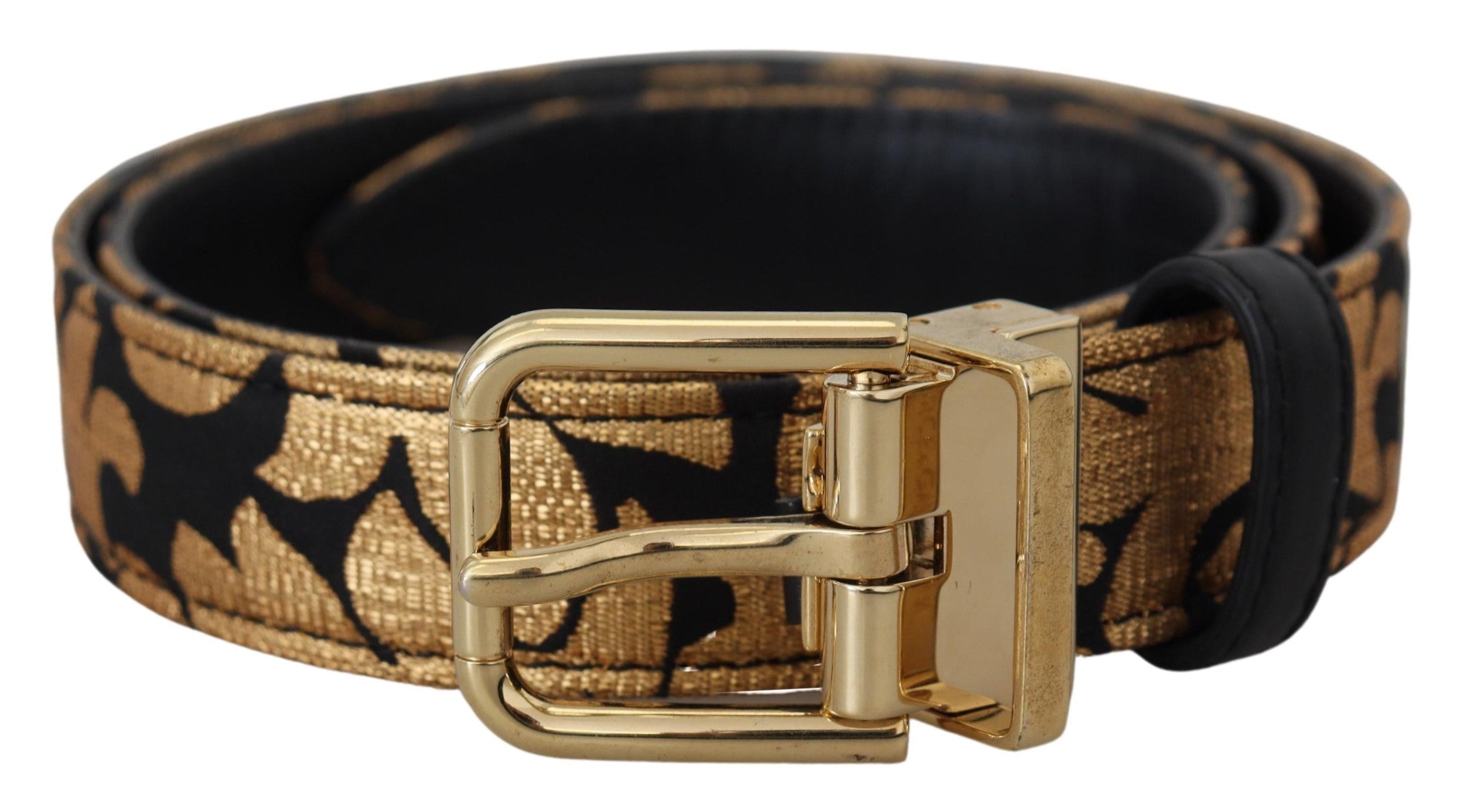 Multicolor Jacquard Leather Logo Buckle Belt - ventzia