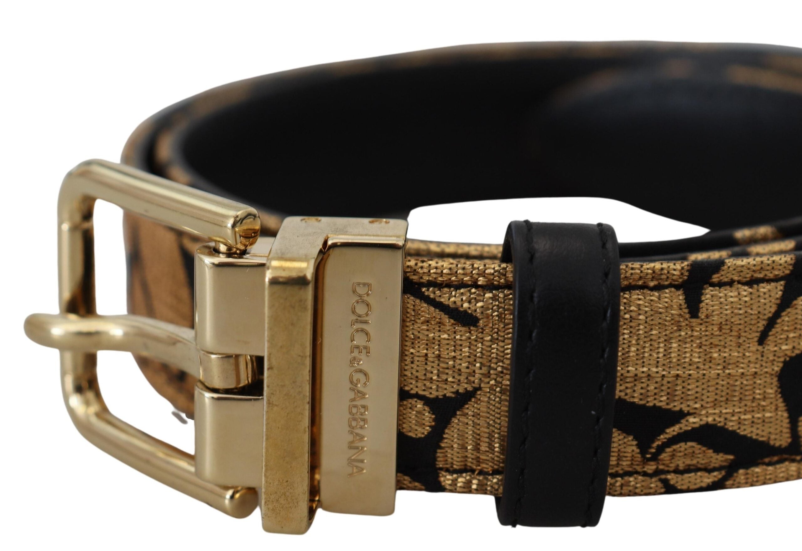 Multicolor Jacquard Leather Logo Buckle Belt - ventzia