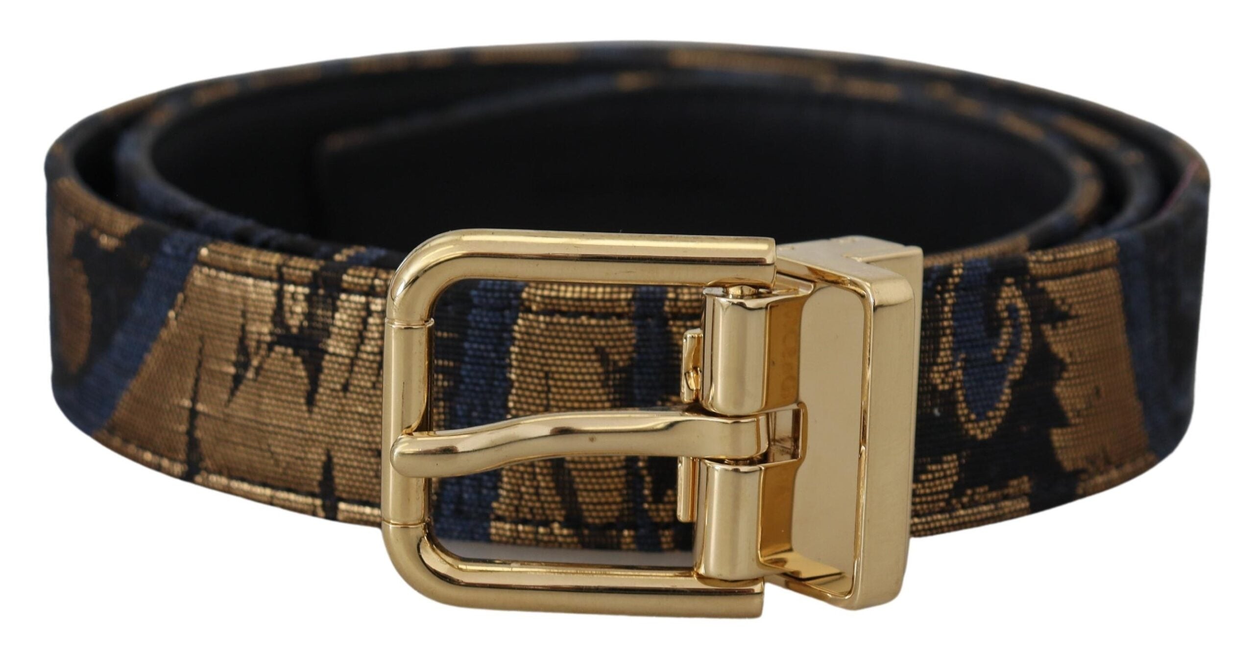 Multicolor Jacquard Leather Logo Buckle Belt - ventzia
