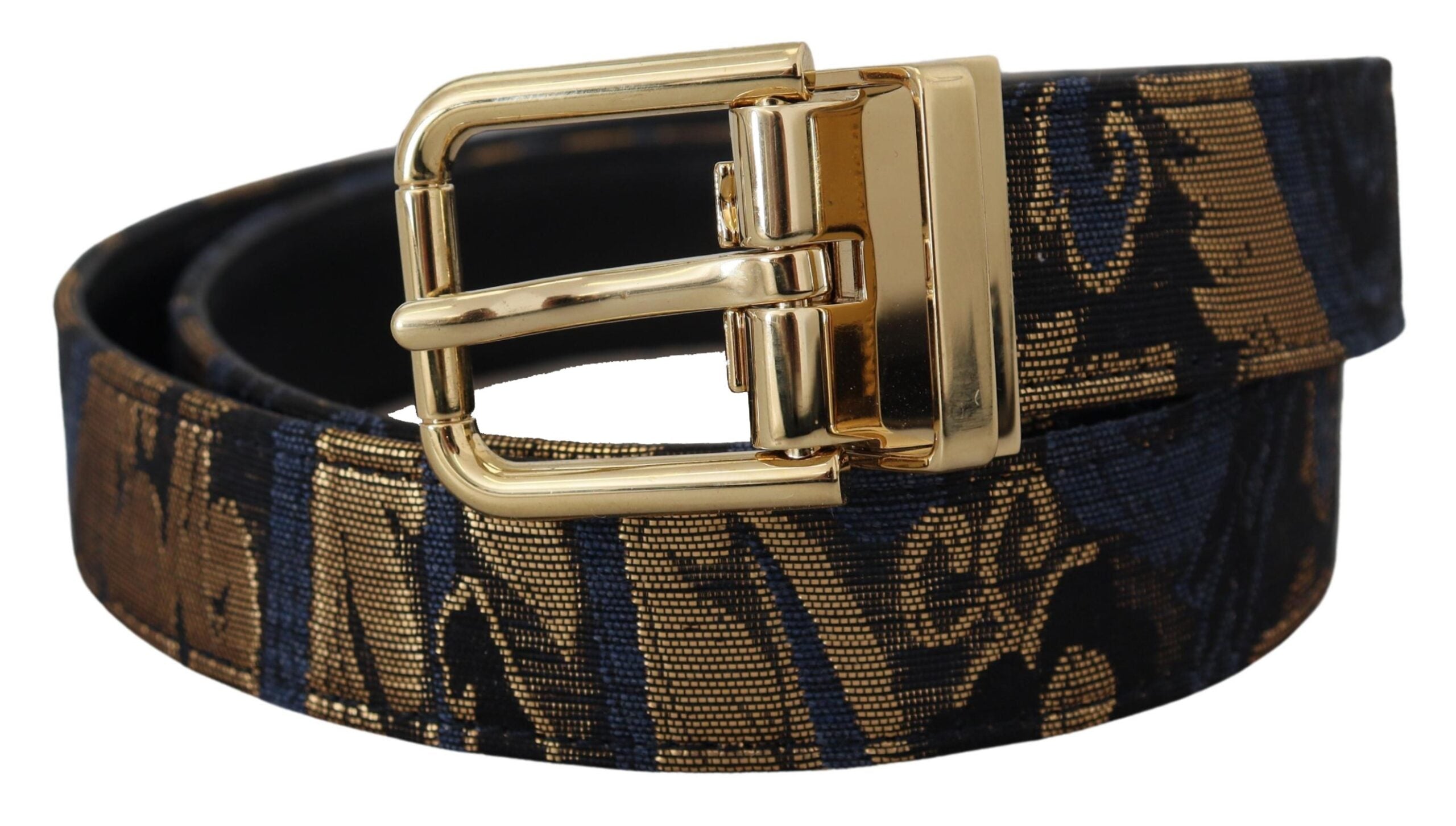Multicolor Jacquard Leather Logo Buckle Belt - ventzia