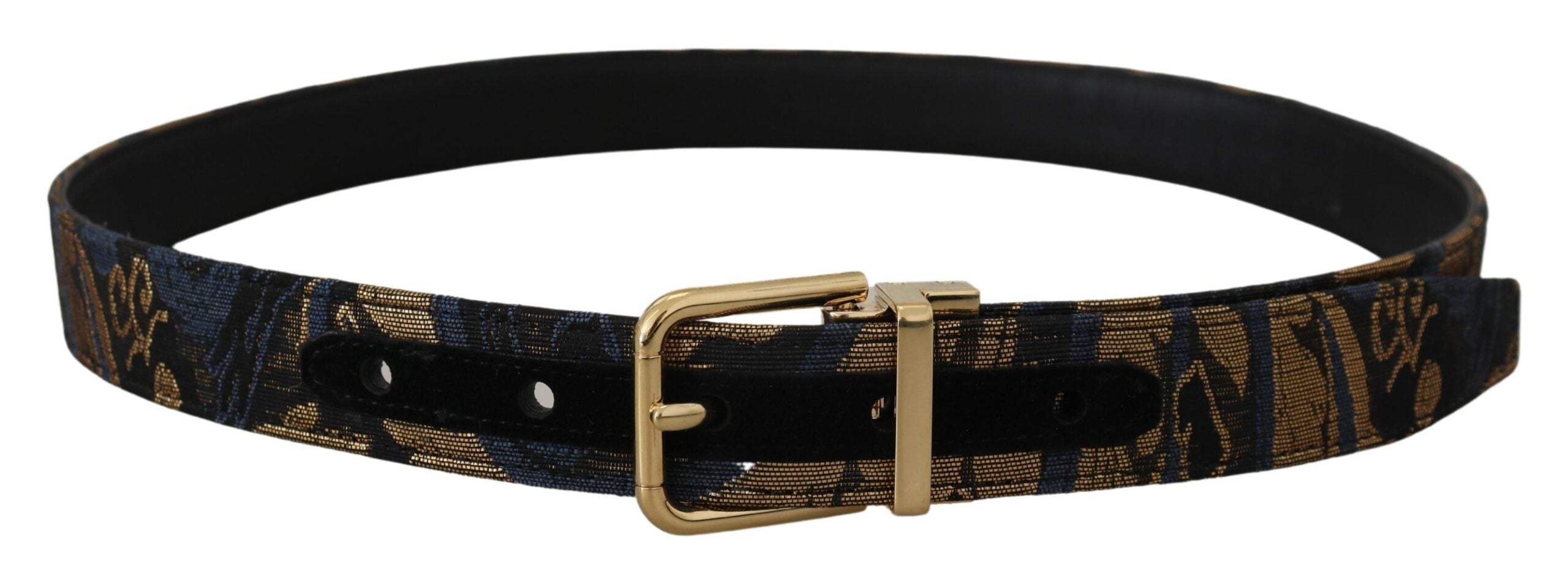Multicolor Jacquard Leather Logo Buckle Belt - ventzia