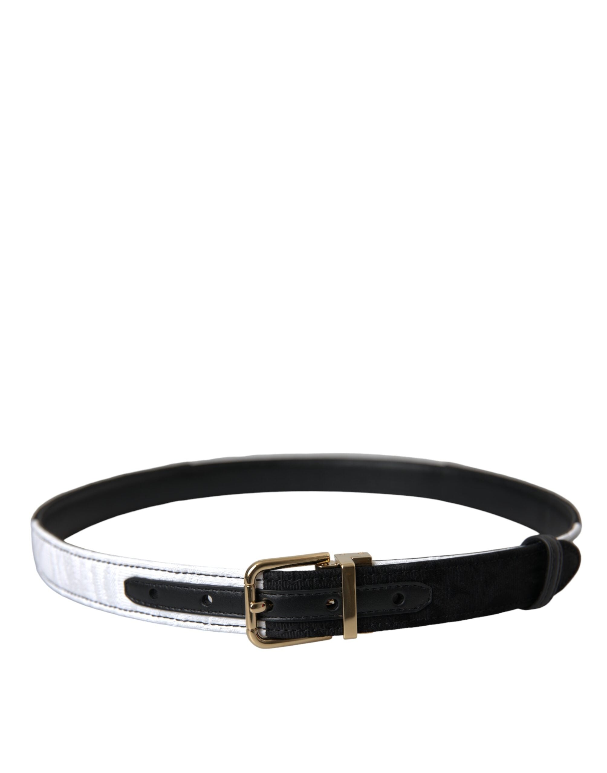 Black White Patchwork Gold Metal Buckle Belt - ventzia