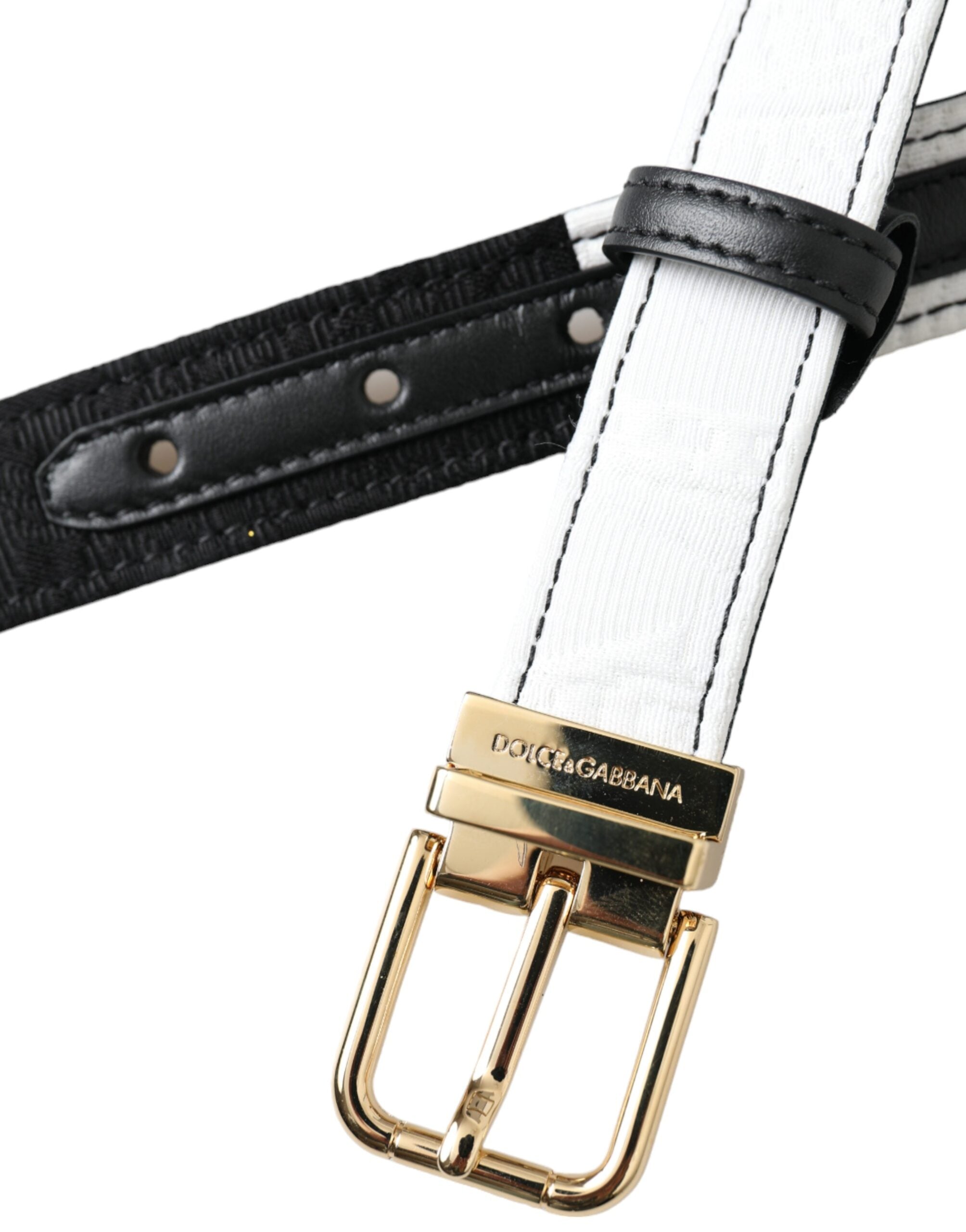 Black White Patchwork Gold Metal Buckle Belt - ventzia