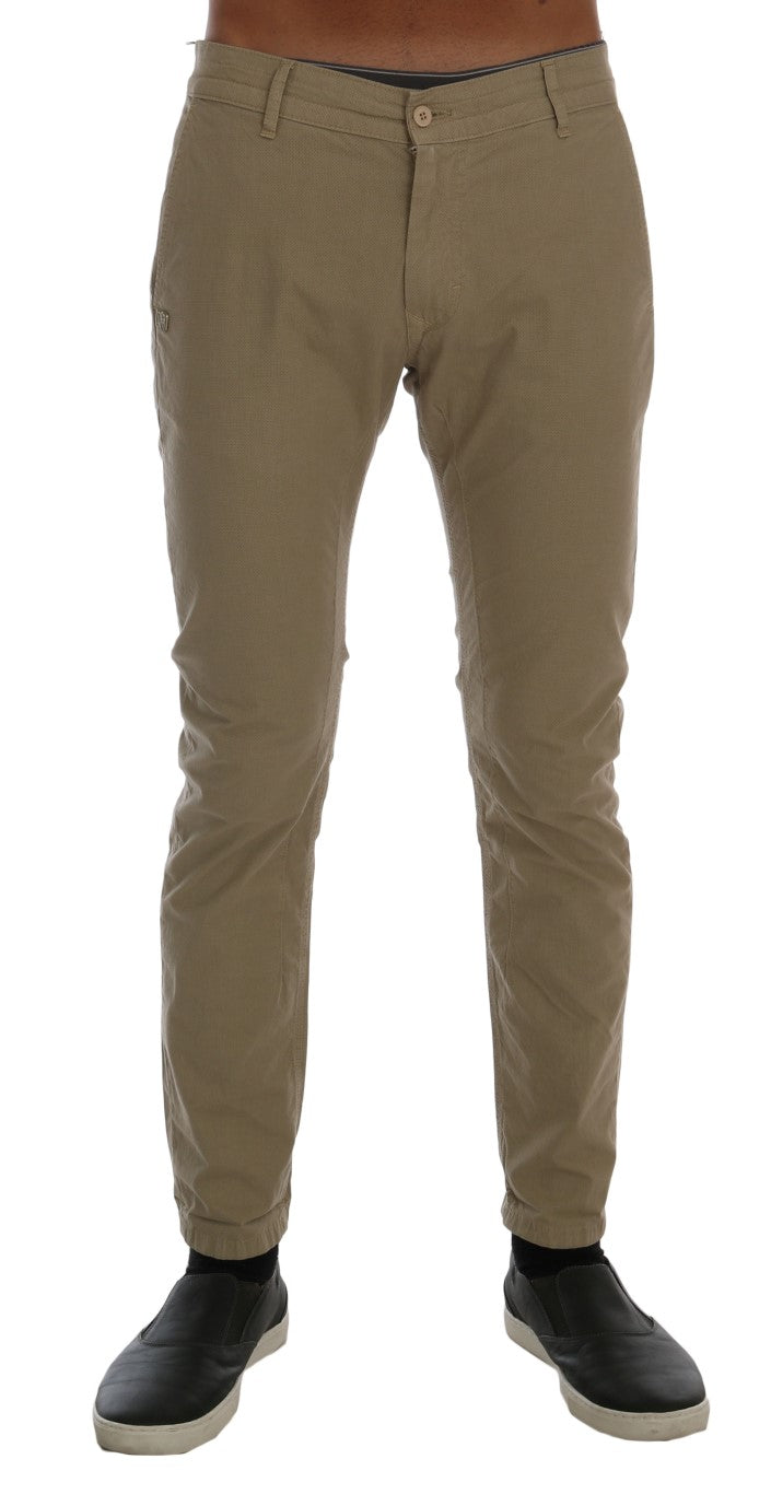 Beige Slim Fit Chinos for Sophisticated Style - ventzia