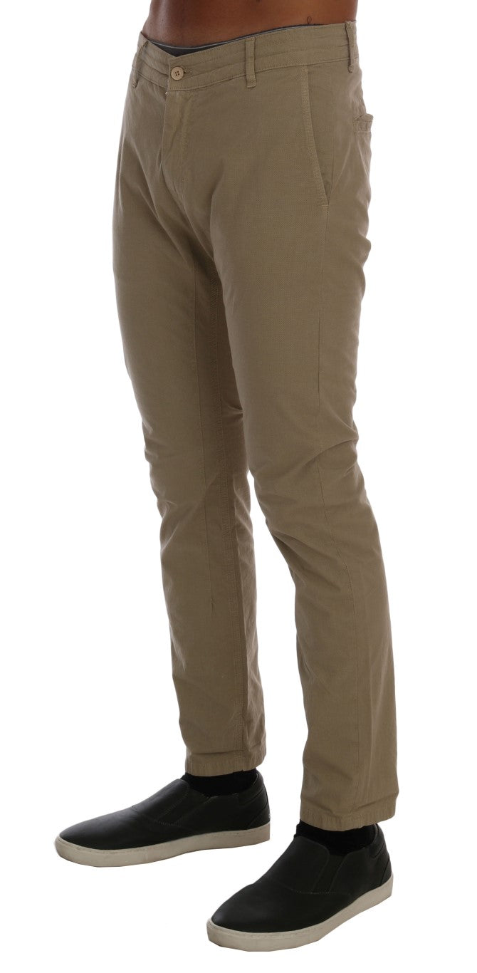 Beige Slim Fit Chinos for Sophisticated Style - ventzia