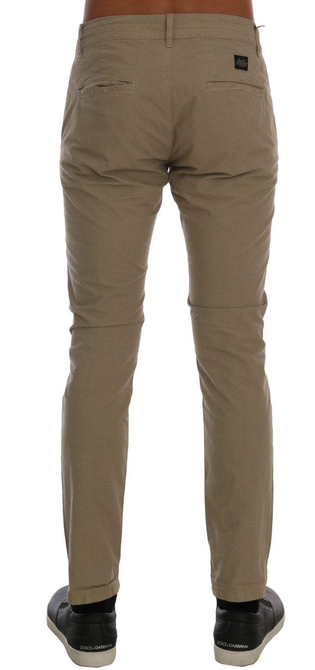 Beige Slim Fit Chinos for Sophisticated Style - ventzia