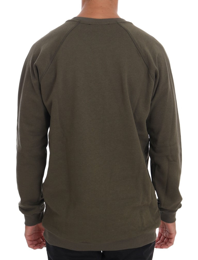 Stunning Green Crewneck Cotton Sweater - ventzia